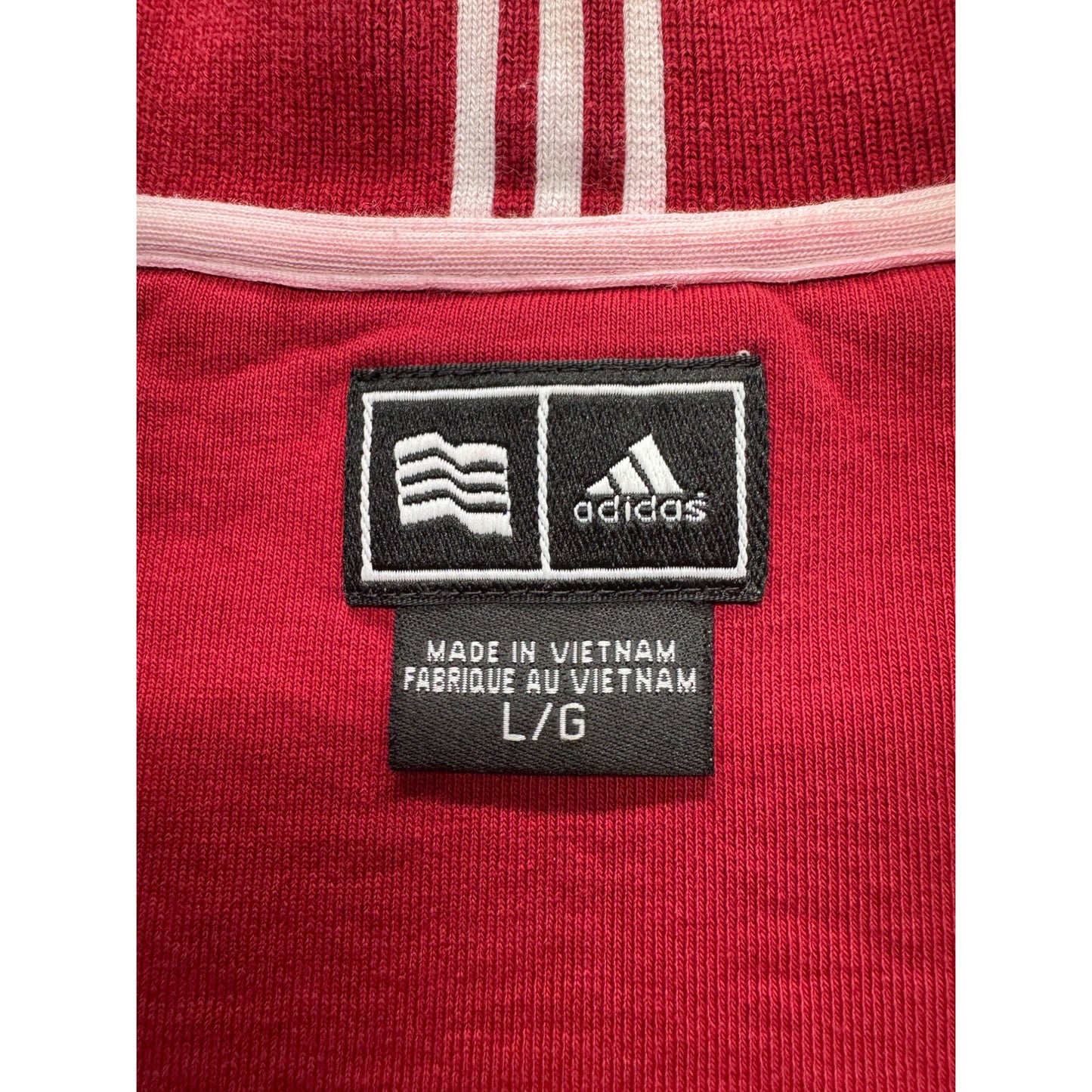 Adidas Red Quarter-Zip Sweatshirt L/G Cotton Blend Mens Casual Pullover #9532