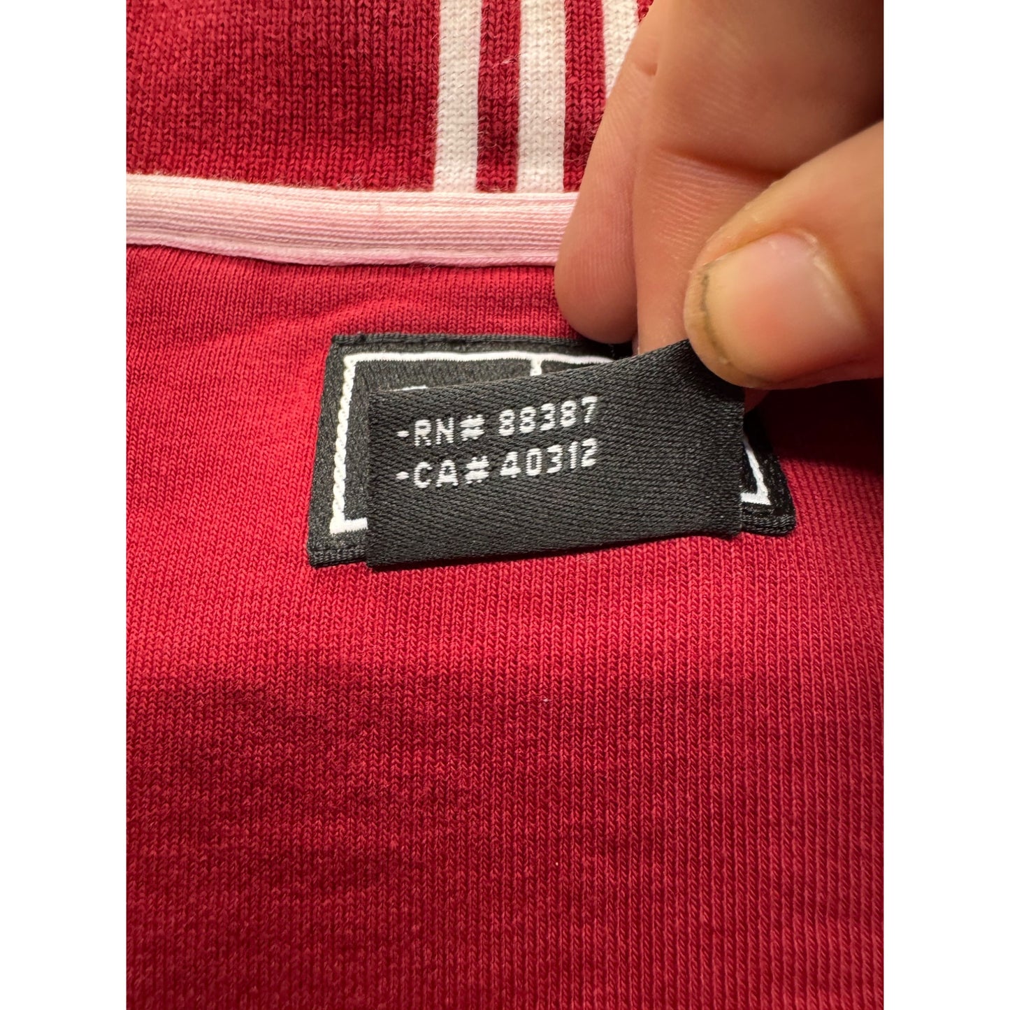 Adidas Red Quarter-Zip Sweatshirt L/G Cotton Blend Mens Casual Pullover #9532