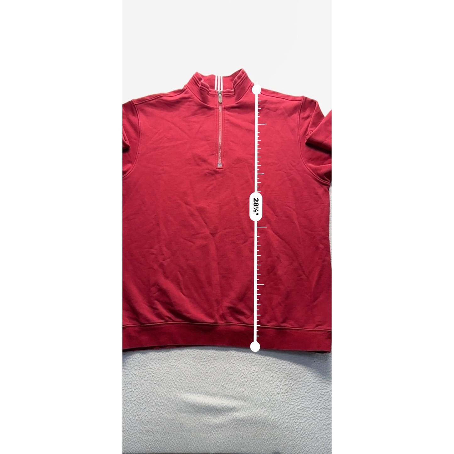 Adidas Red Quarter-Zip Sweatshirt L/G Cotton Blend Mens Casual Pullover #9532