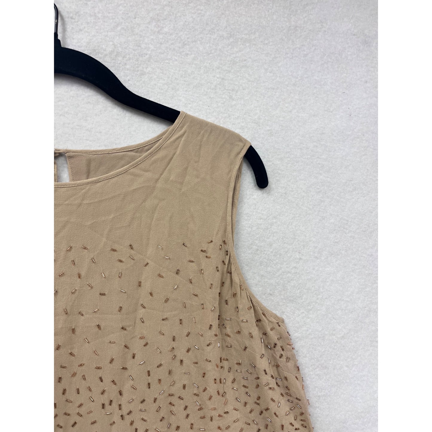 Women’s 10 Tank Silk Beaded Sleeveless Blouse #6821