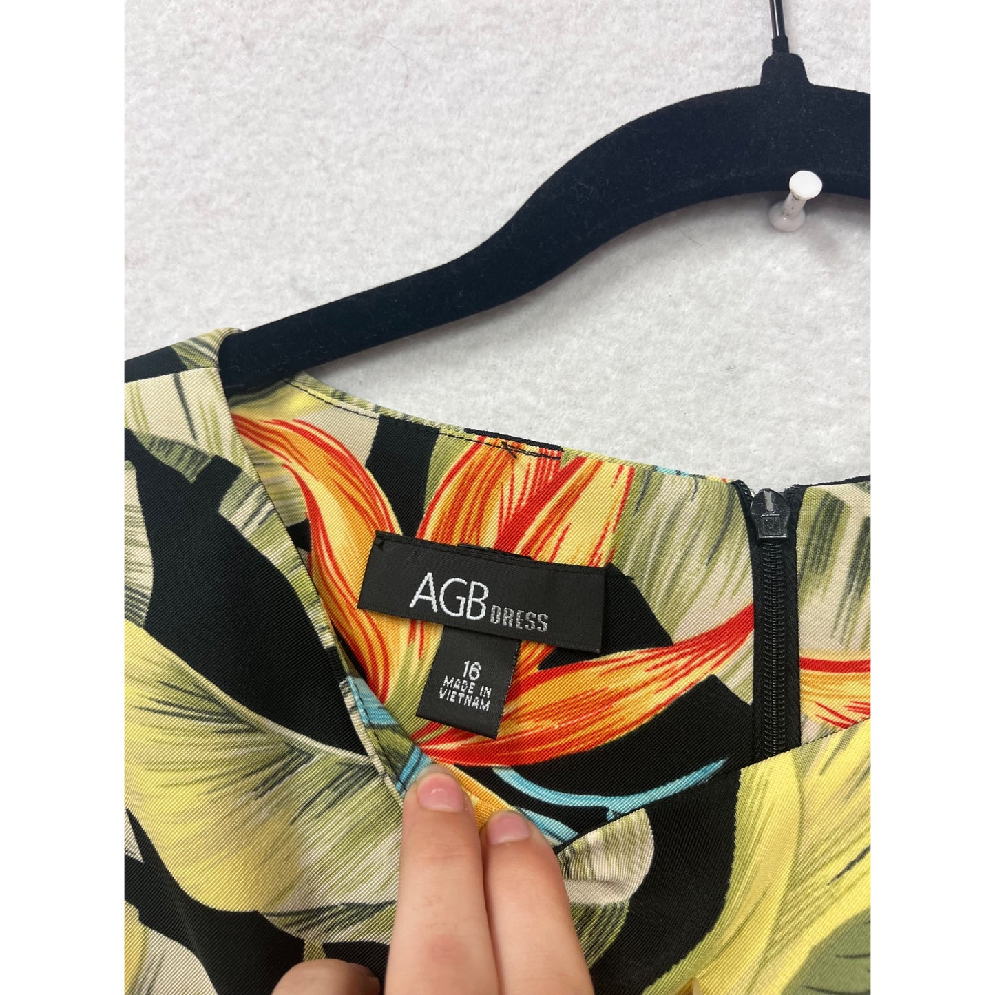 AGB Tropical Floral Sleeveless Dress Size 16 #295A