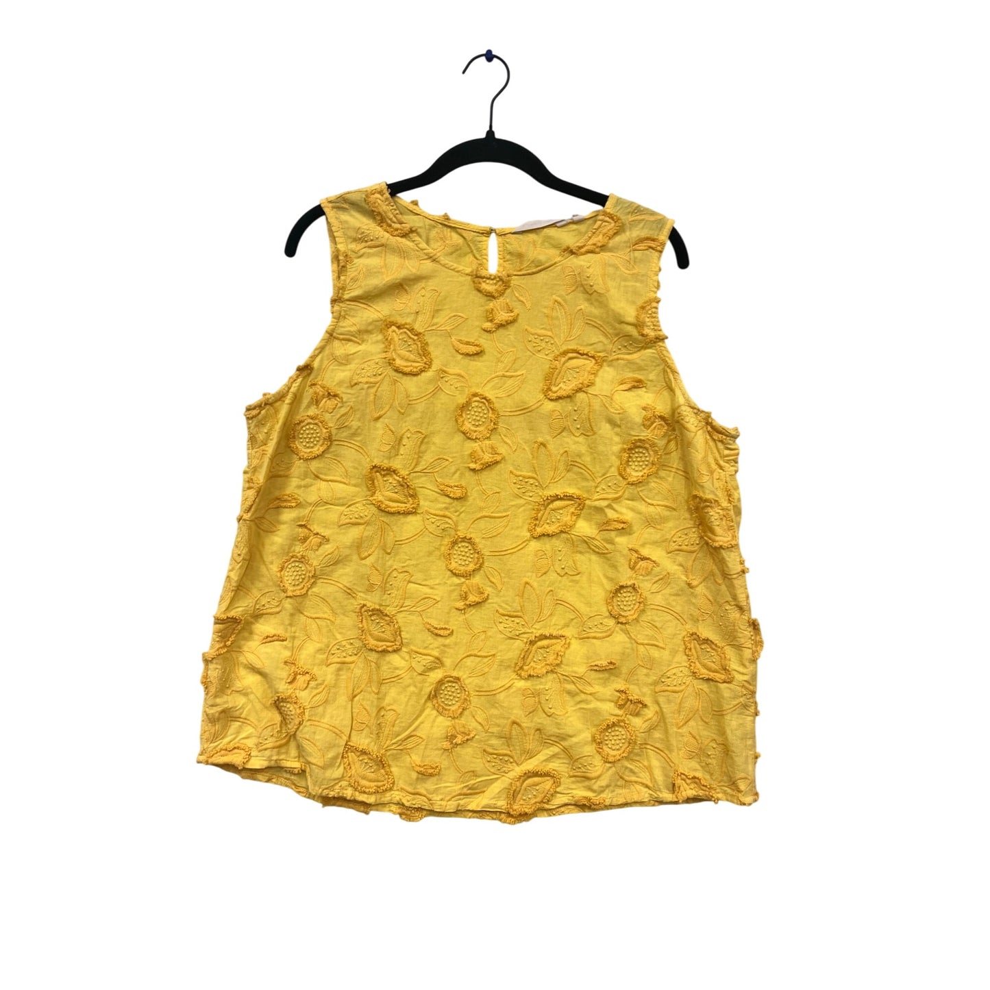 Soft Surroundings Yellow Embroidered Floral Sleeveless Tank Top XL #682A