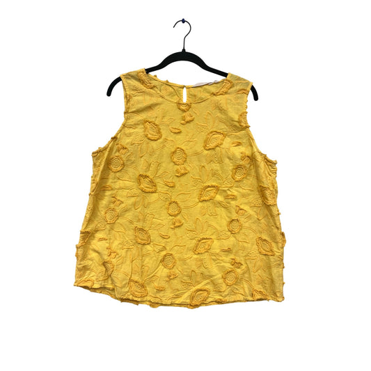 Soft Surroundings Yellow Embroidered Floral Sleeveless Tank Top XL #682A