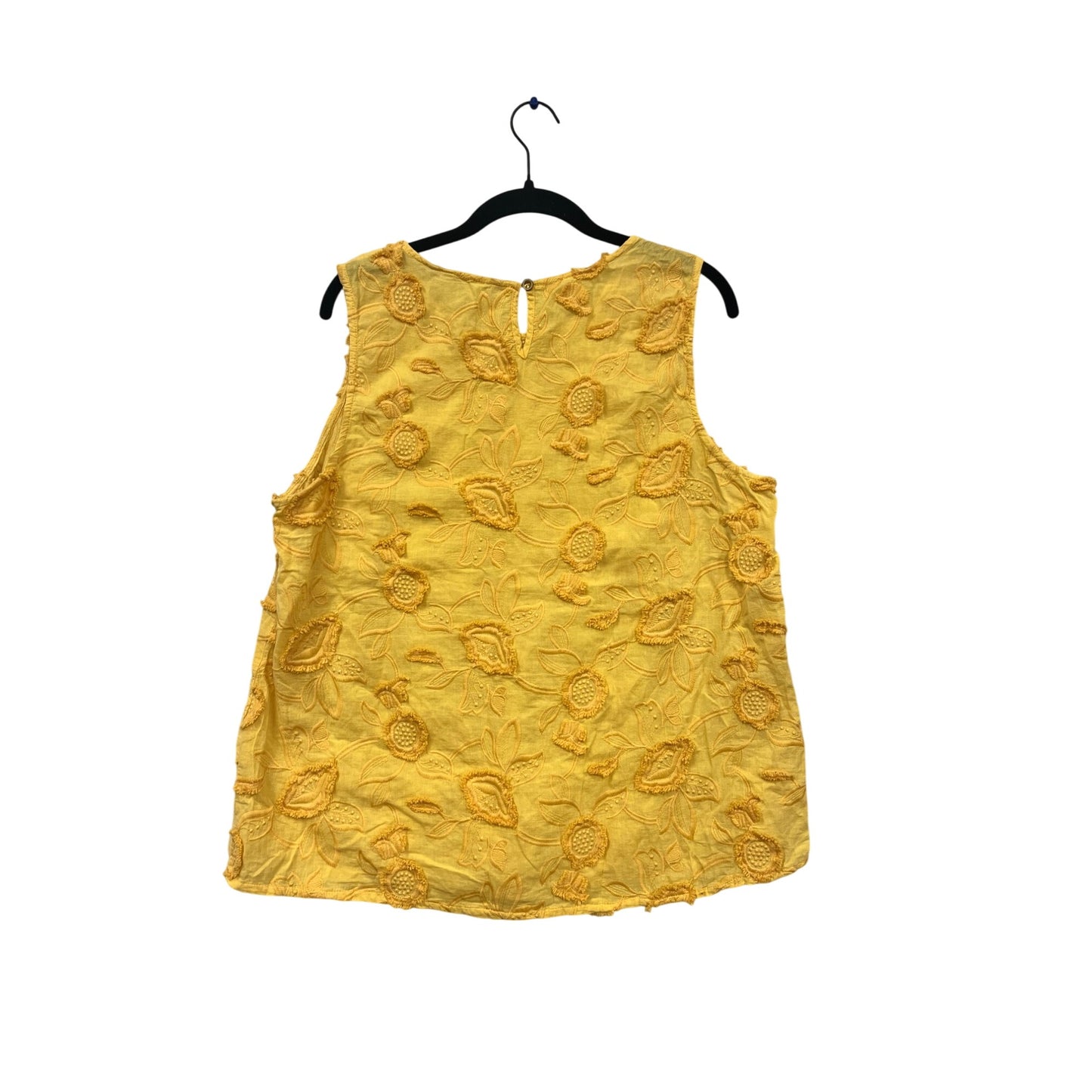Soft Surroundings Yellow Embroidered Floral Sleeveless Tank Top XL #682A