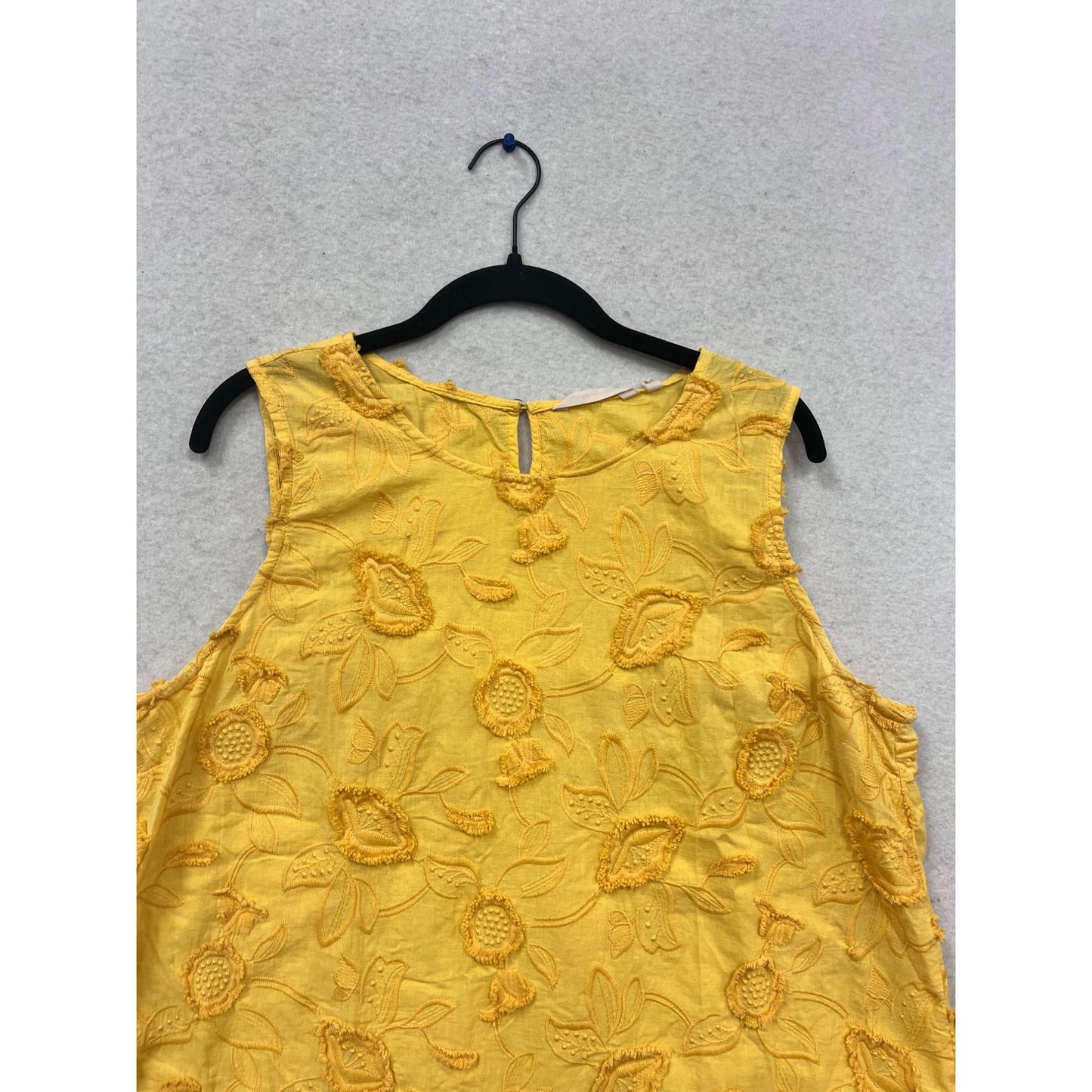 Soft Surroundings Yellow Embroidered Floral Sleeveless Tank Top XL #682A
