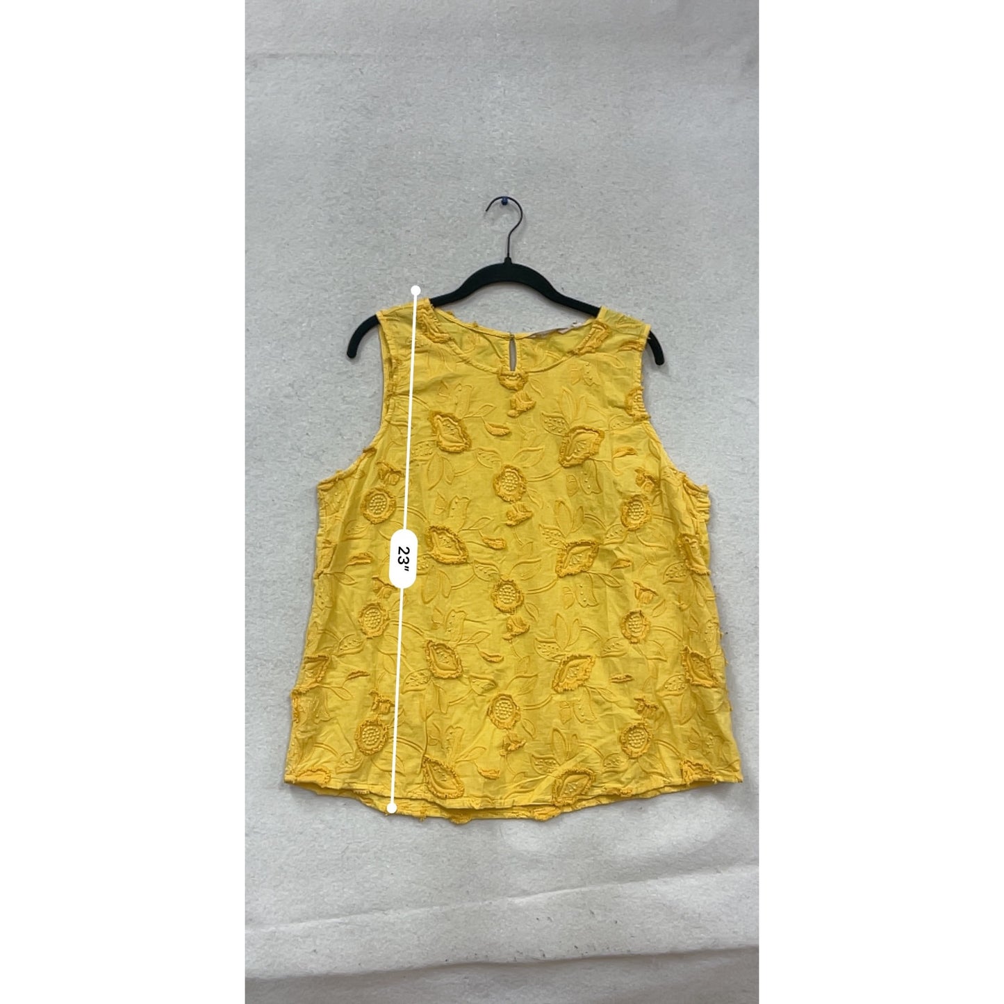 Soft Surroundings Yellow Embroidered Floral Sleeveless Tank Top XL #682A