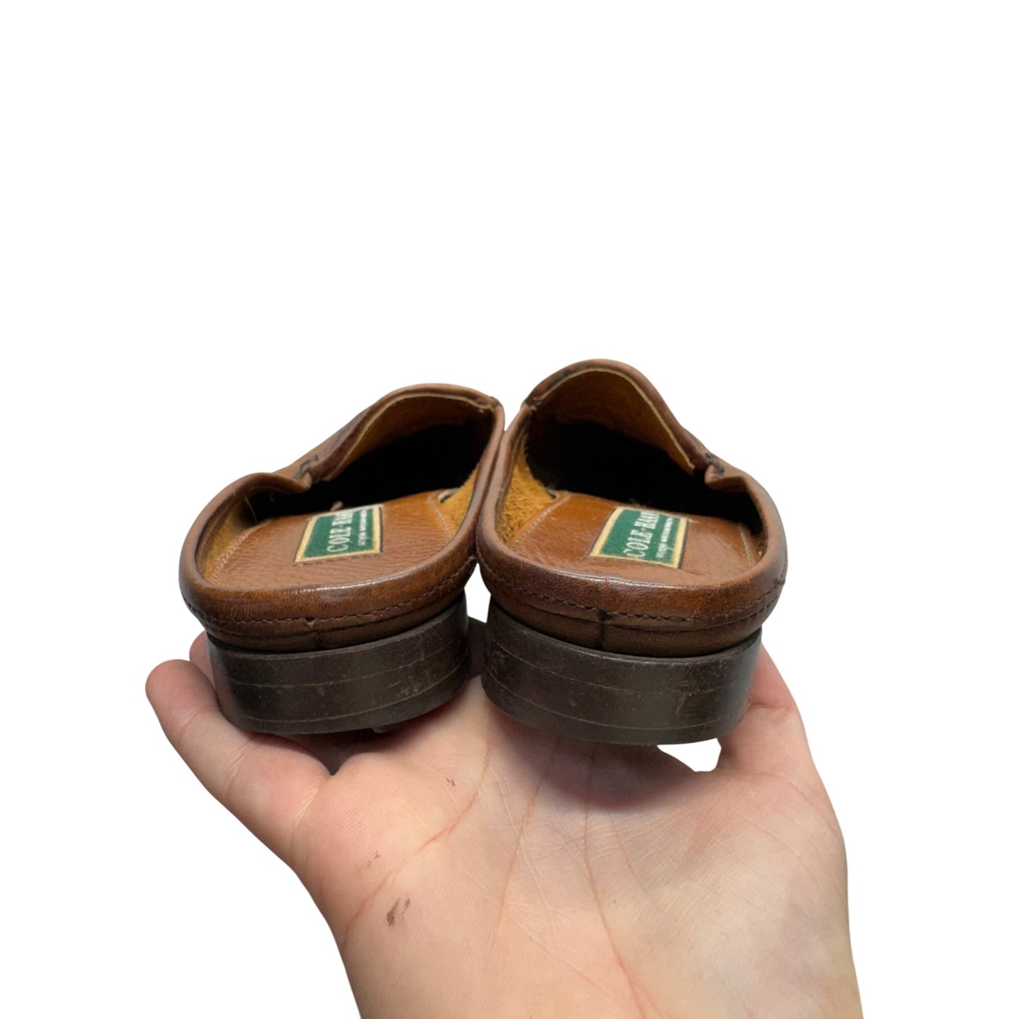 Cole Haan Brown Leather Woven Slip-On Loafers With Rubber Sole #9831