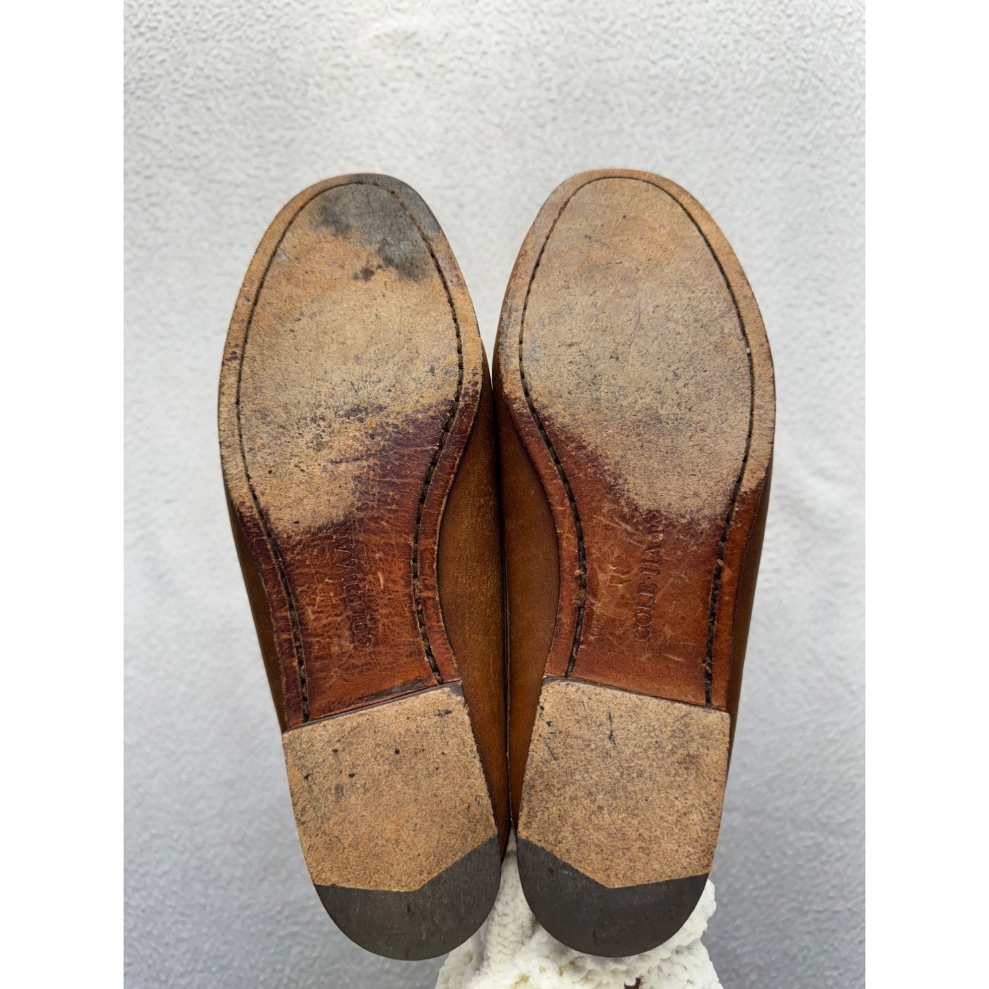 Cole Haan Brown Leather Woven Slip-On Loafers With Rubber Sole #9831