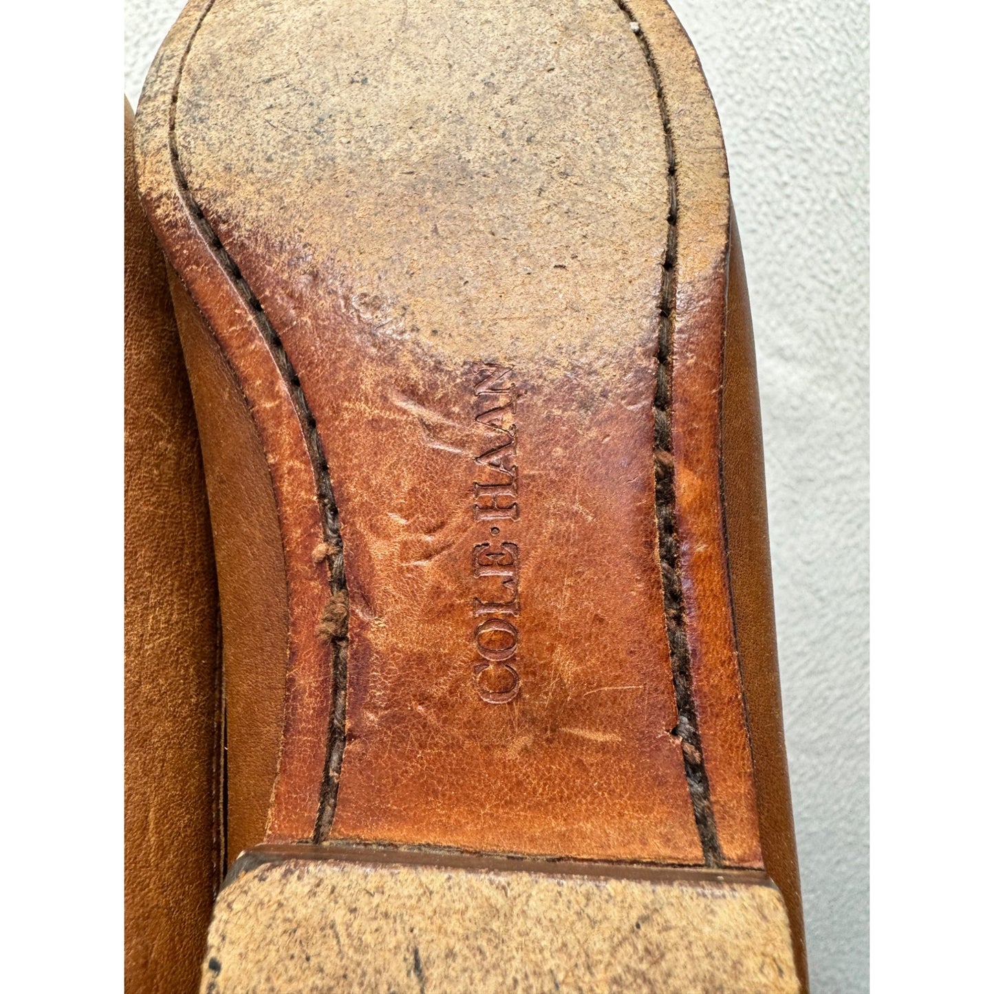 Cole Haan Brown Leather Woven Slip-On Loafers With Rubber Sole #9831