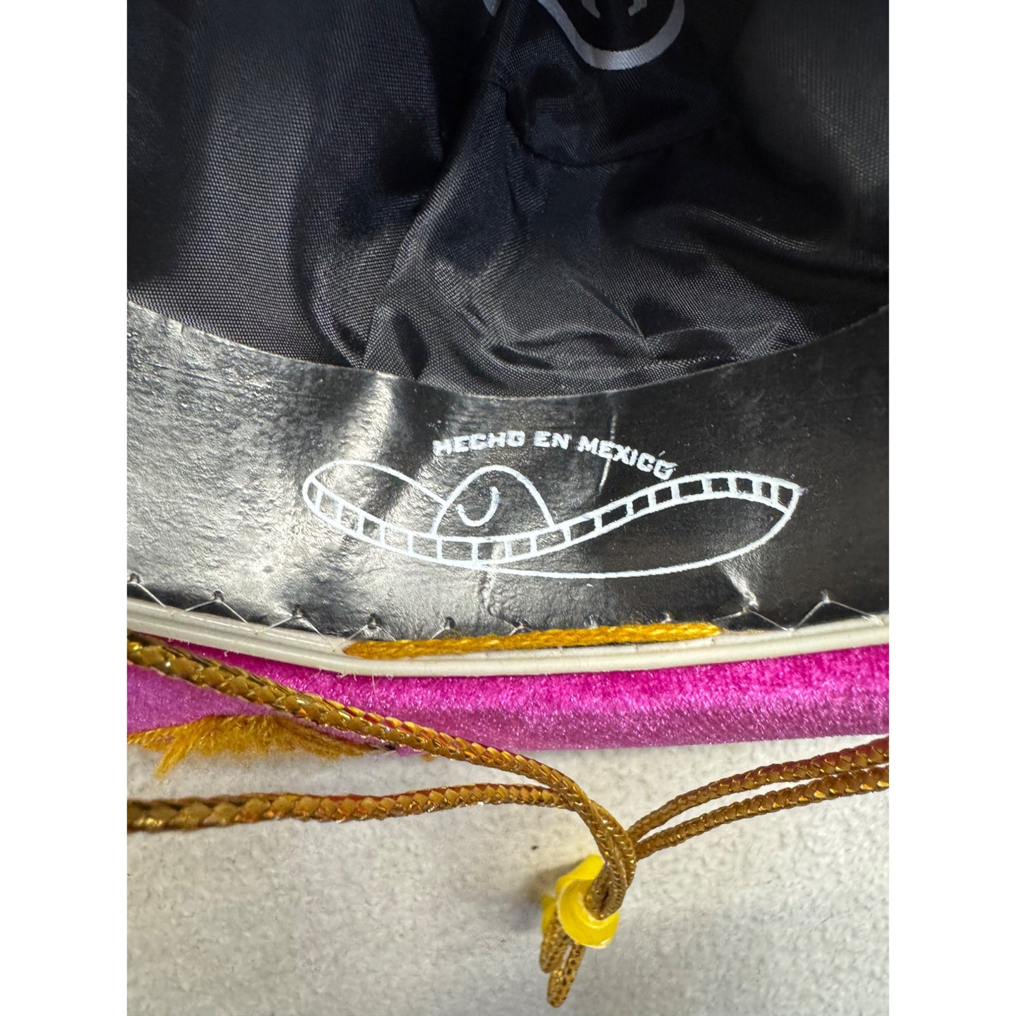 Pink & Gold Embroidered Salazar Yepez Mexican Sombrero Hat Velvet Handmade #9765
