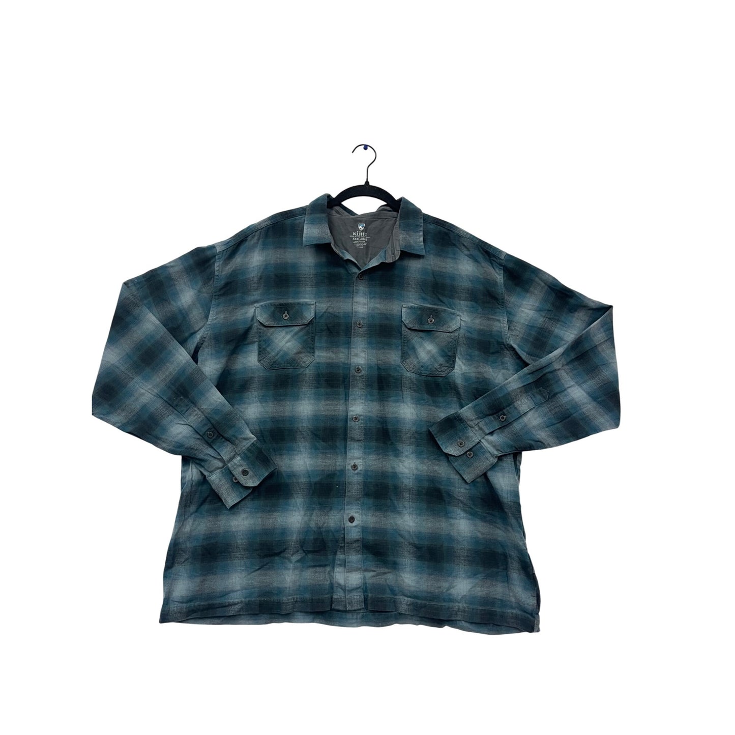 Kuhl Blue Plaid Long Sleeve Button-Up Shirt #864A
