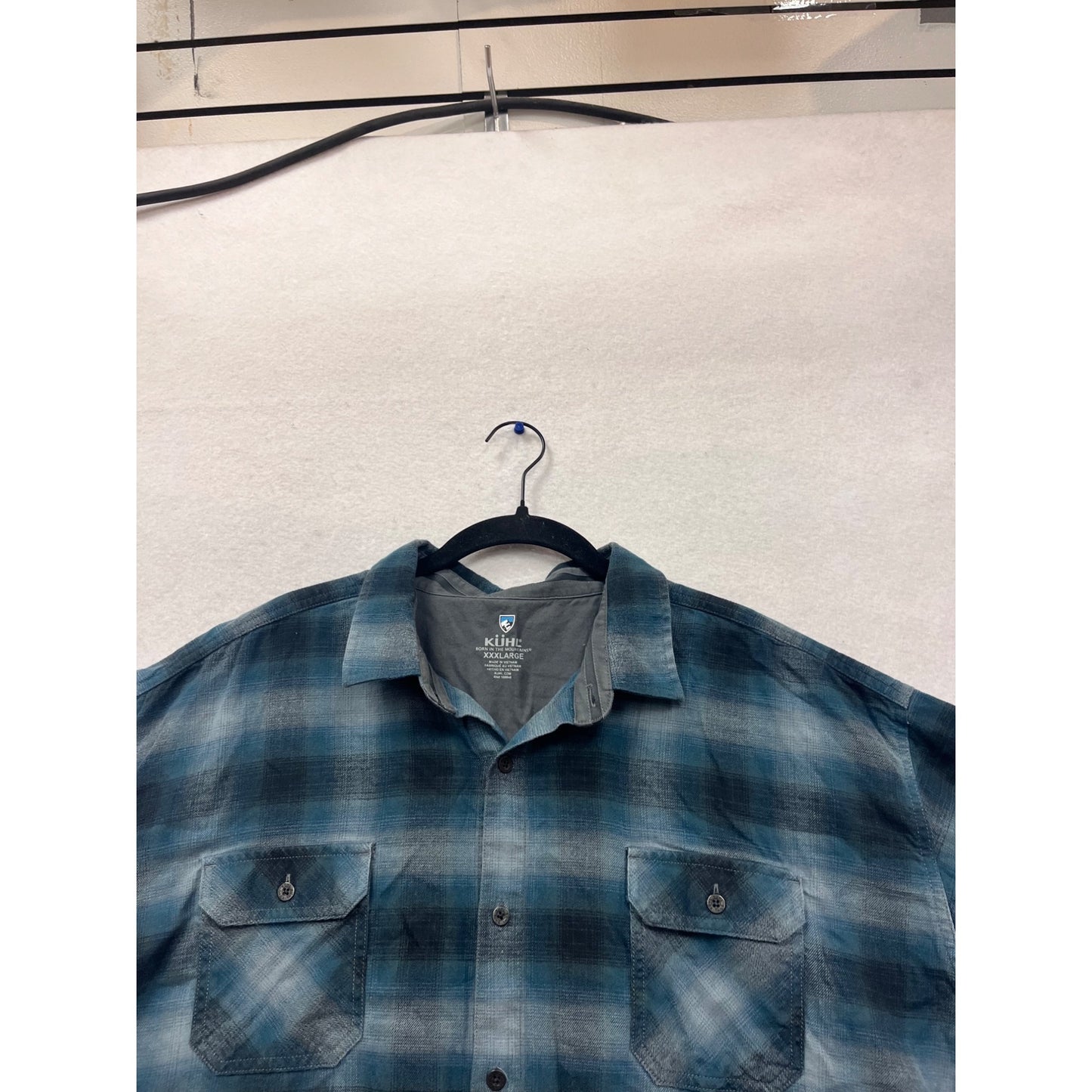 Kuhl Blue Plaid Long Sleeve Button-Up Shirt #864A