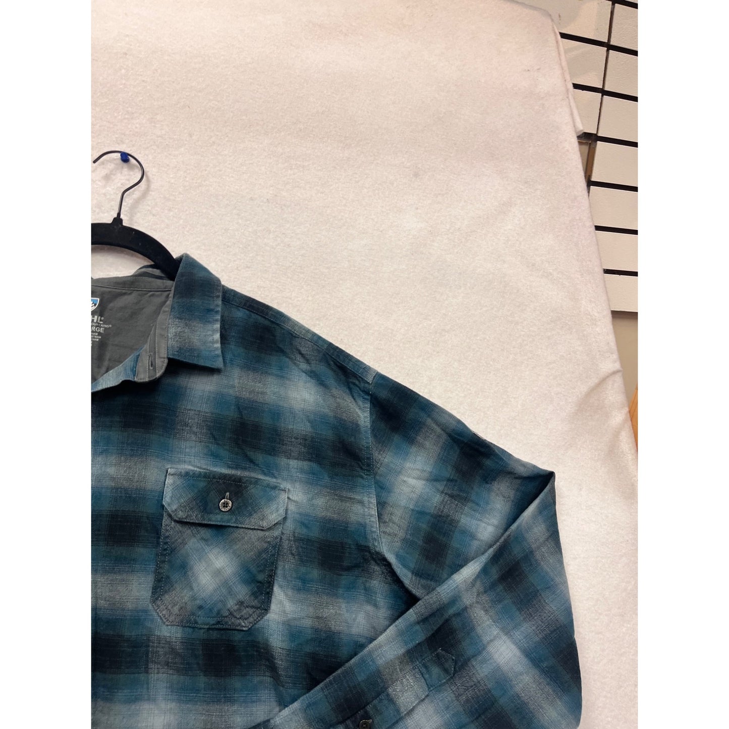 Kuhl Blue Plaid Long Sleeve Button-Up Shirt #864A