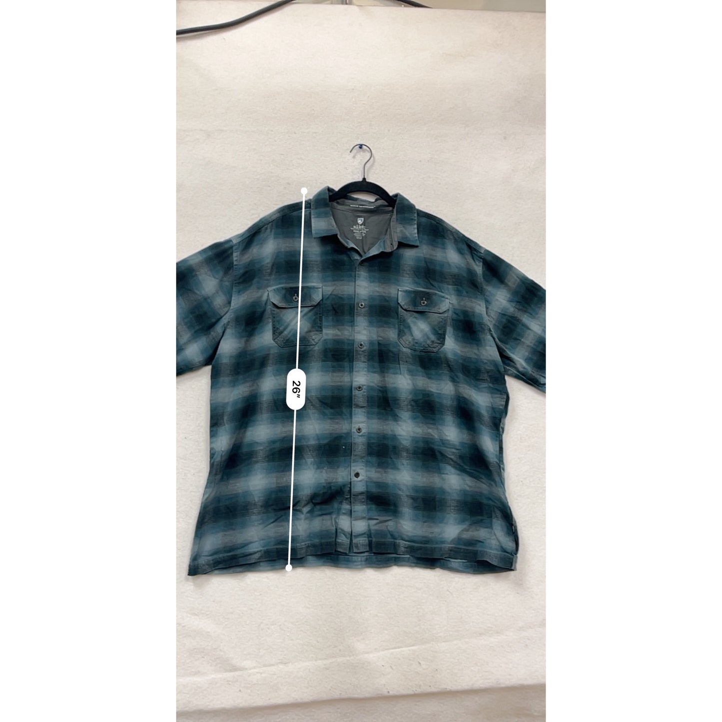 Kuhl Blue Plaid Long Sleeve Button-Up Shirt #864A