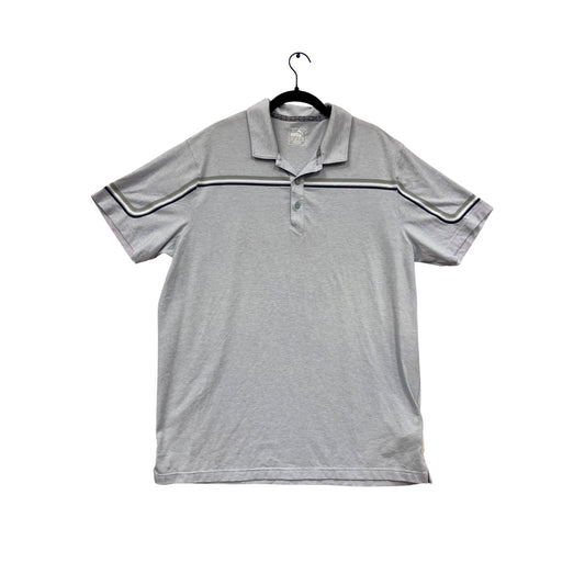 Puma XL Gray Polo Shirt With Stripes & Collar #568A