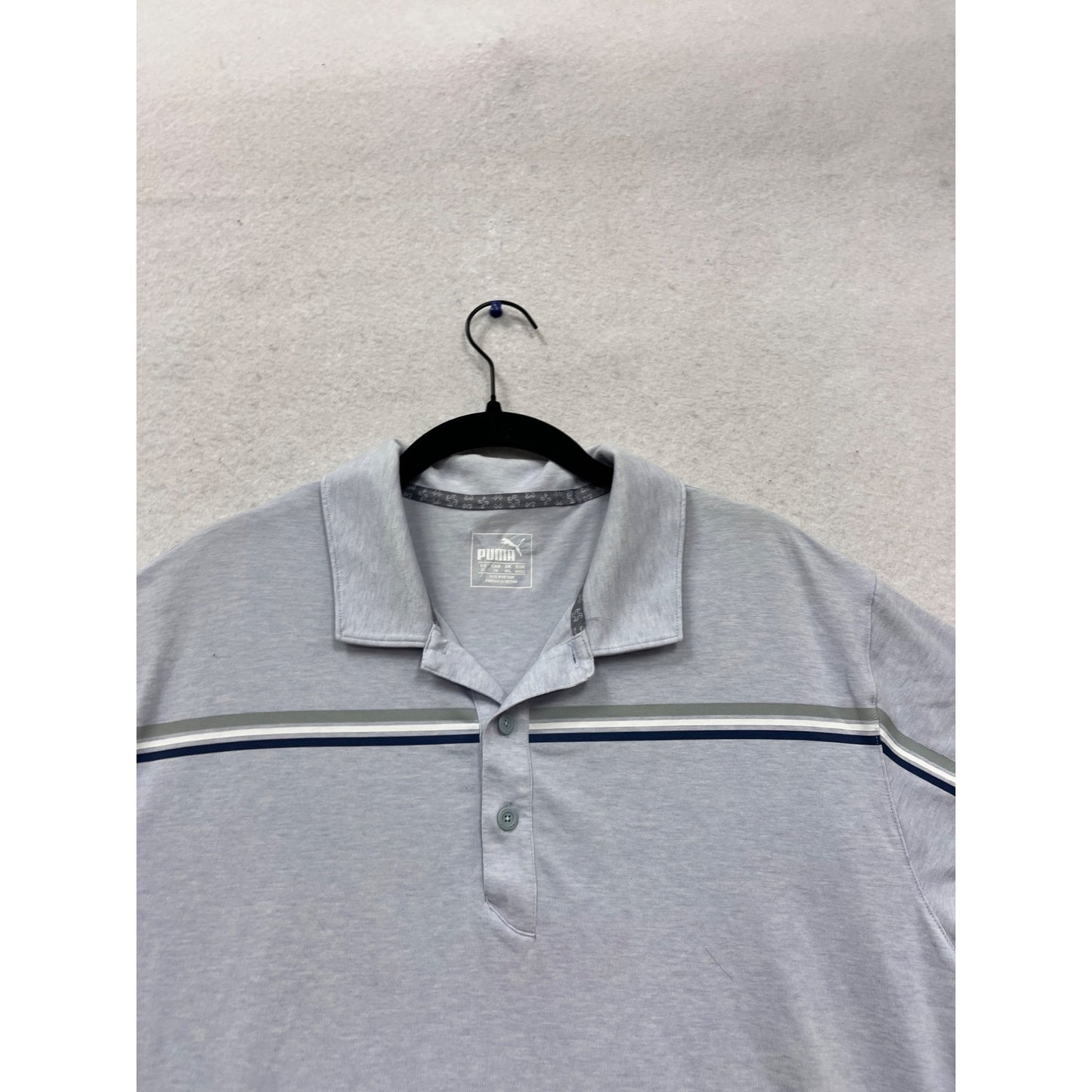 Puma XL Gray Polo Shirt With Stripes & Collar #568A
