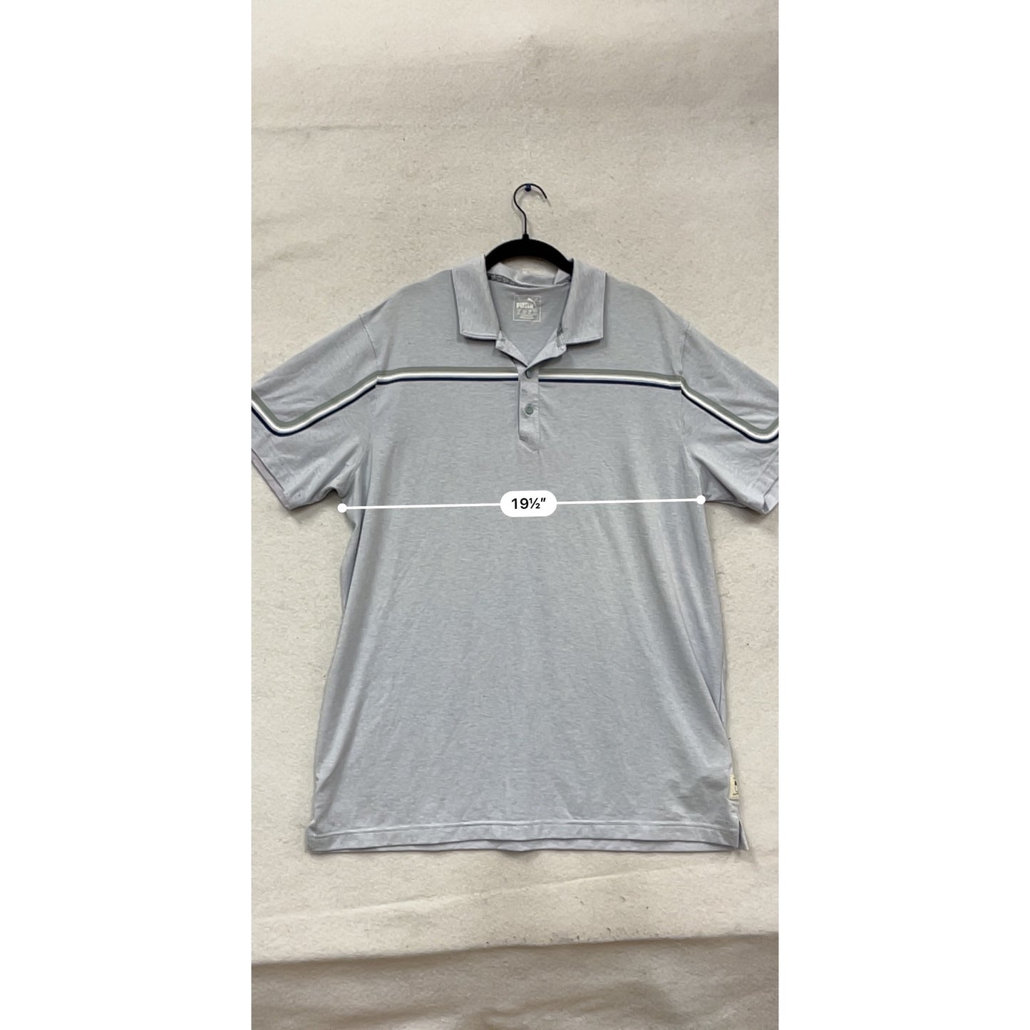 Puma XL Gray Polo Shirt With Stripes & Collar #568A