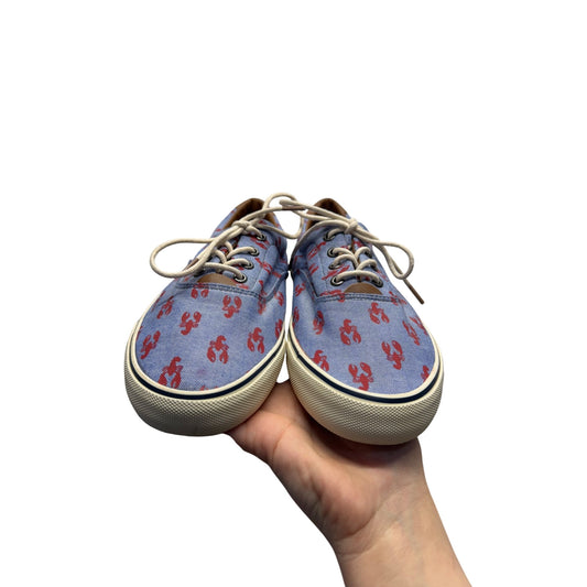 G.H. Bass & Co. Blue Canvas Sneakers With Red Lobster Print - Mens 9 #9518