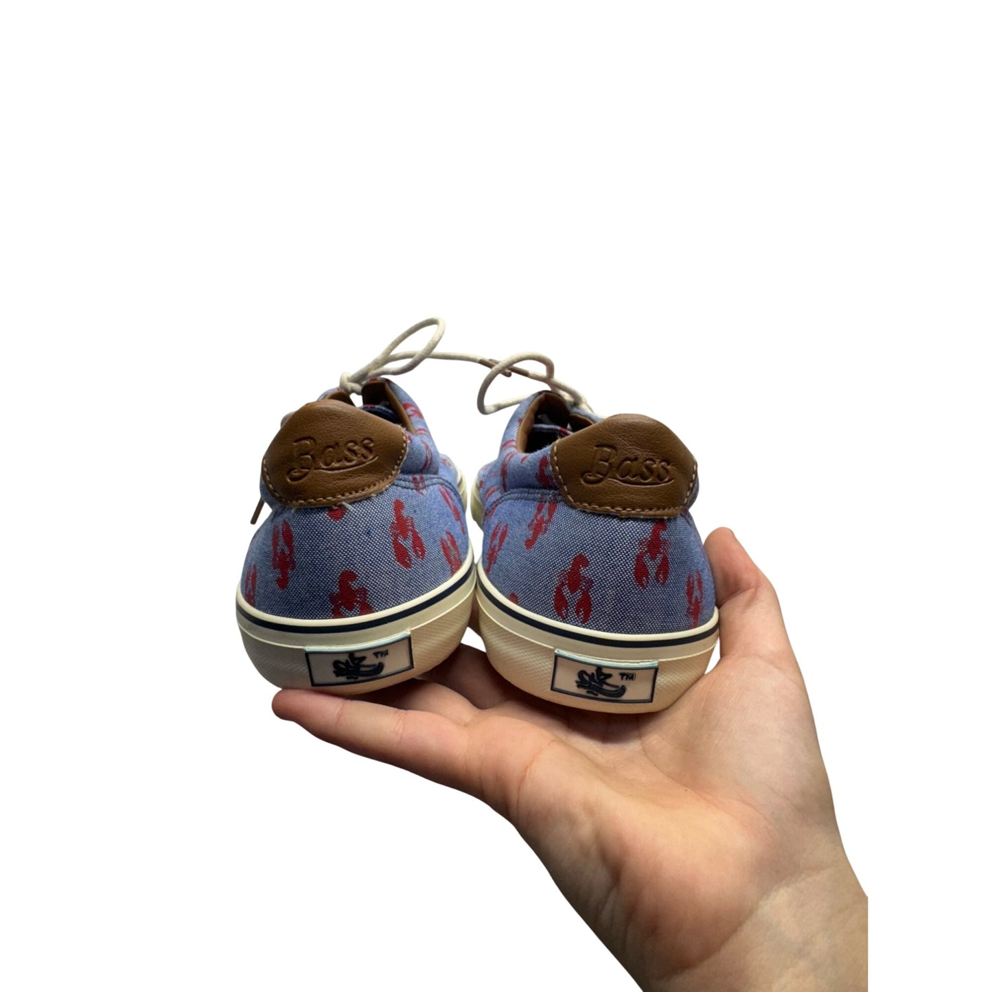 G.H. Bass & Co. Blue Canvas Sneakers With Red Lobster Print - Mens 9 #9518