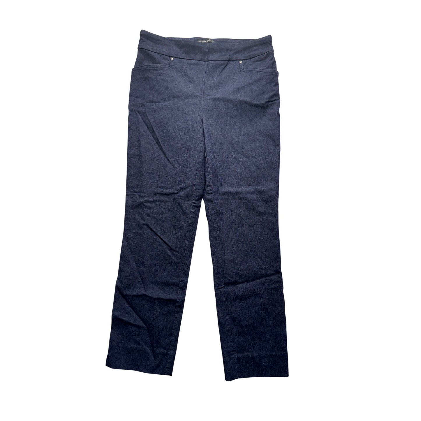Hilary Radley Blue Straight Leg Pull-On Pants M Rayon Blend Stretch 35" #9274