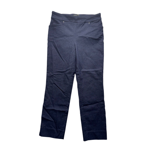 Hilary Radley Blue Straight Leg Pull-On Pants M Rayon Blend Stretch 35" #9274