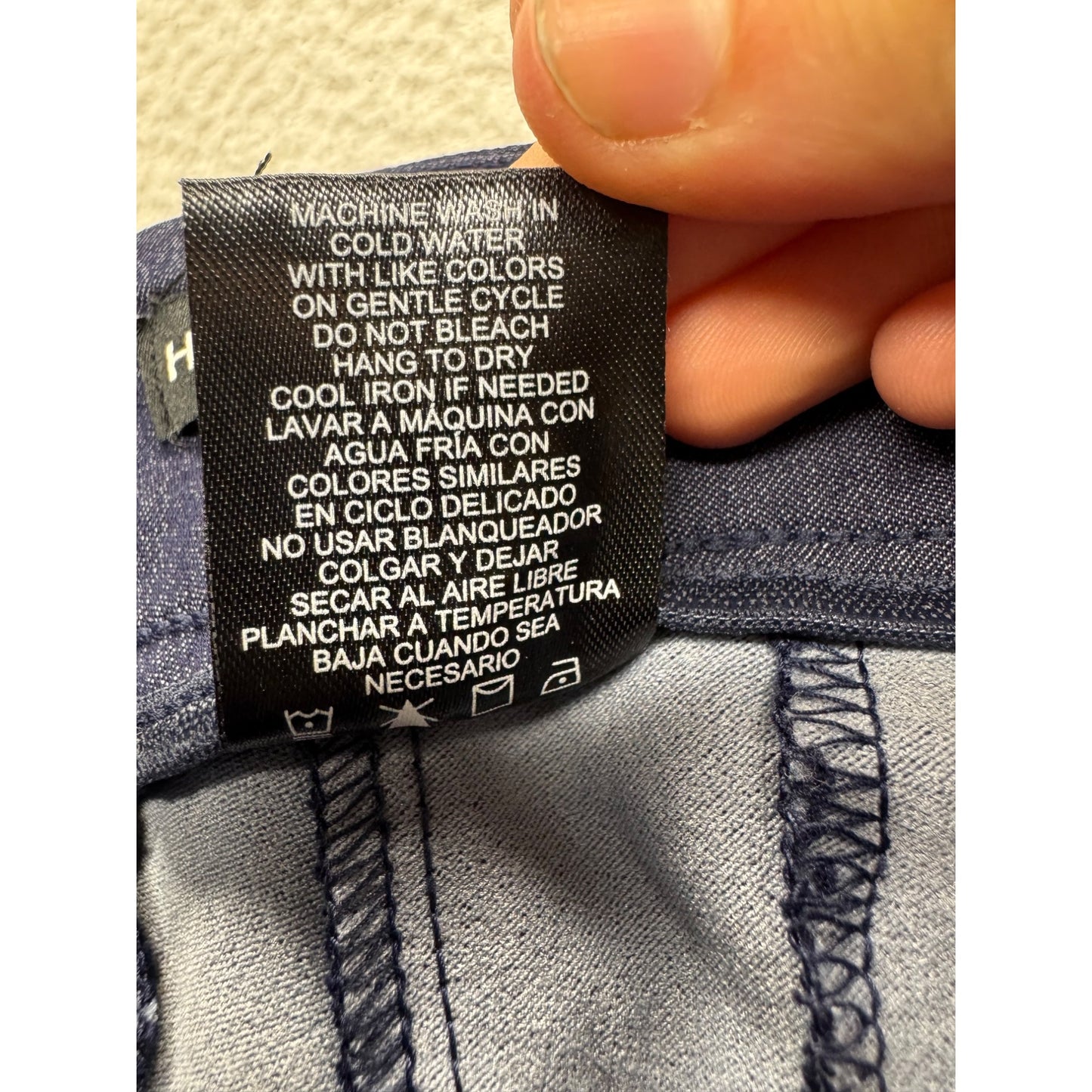Hilary Radley Blue Straight Leg Pull-On Pants M Rayon Blend Stretch 35" #9274