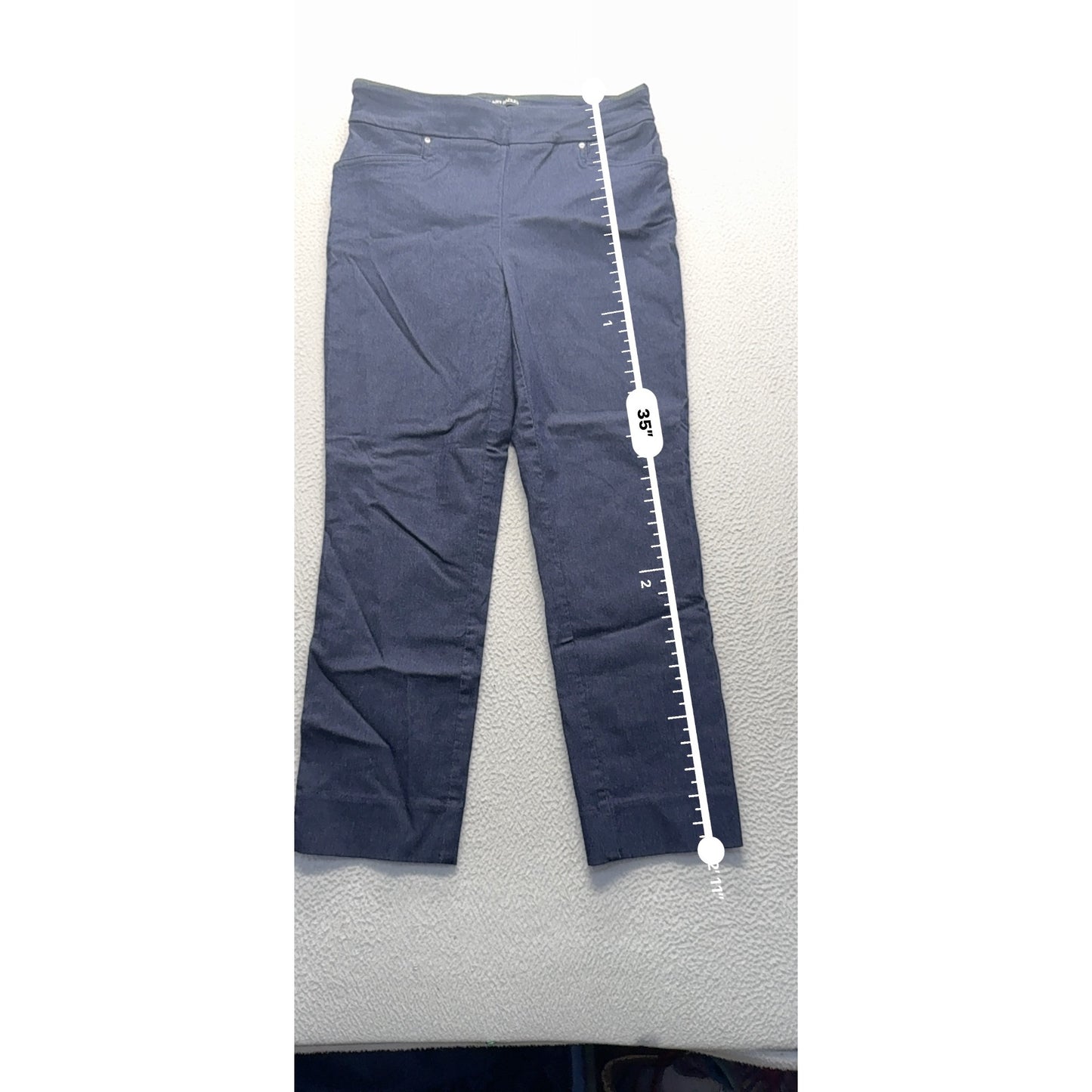 Hilary Radley Blue Straight Leg Pull-On Pants M Rayon Blend Stretch 35" #9274