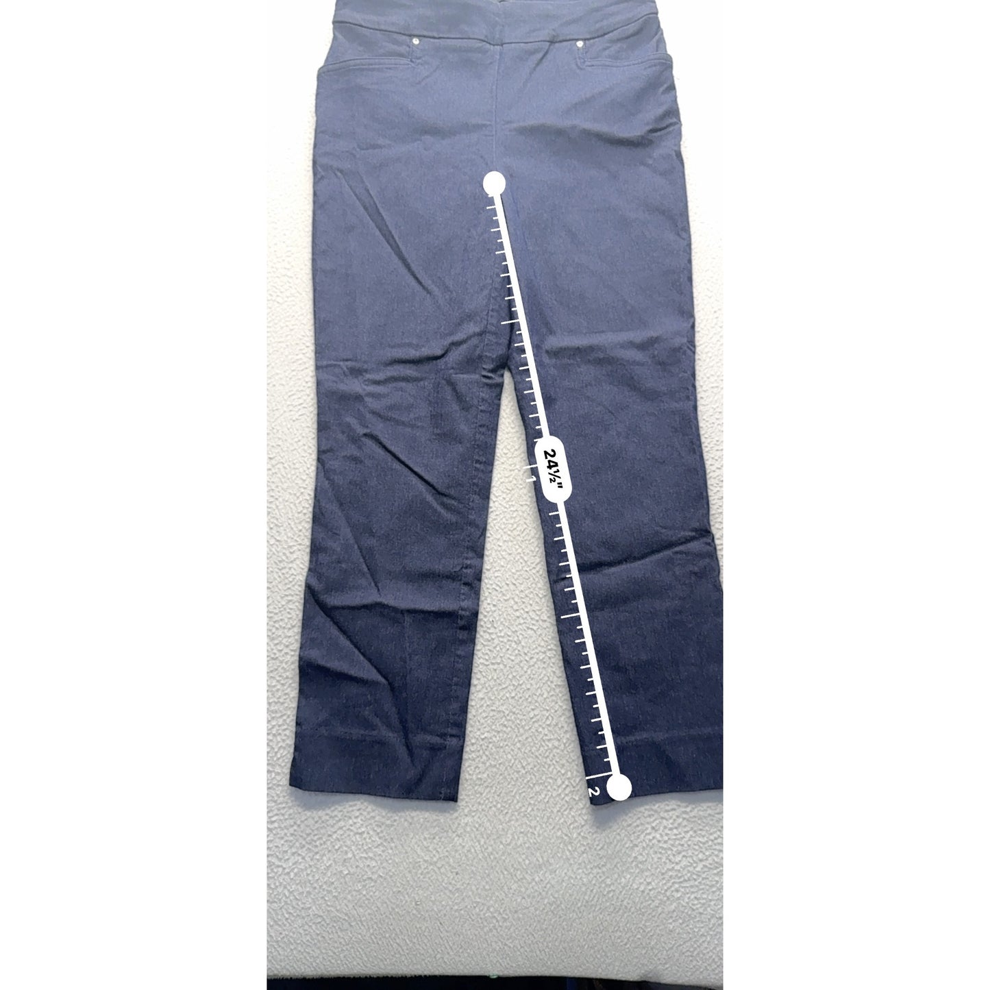 Hilary Radley Blue Straight Leg Pull-On Pants M Rayon Blend Stretch 35" #9274
