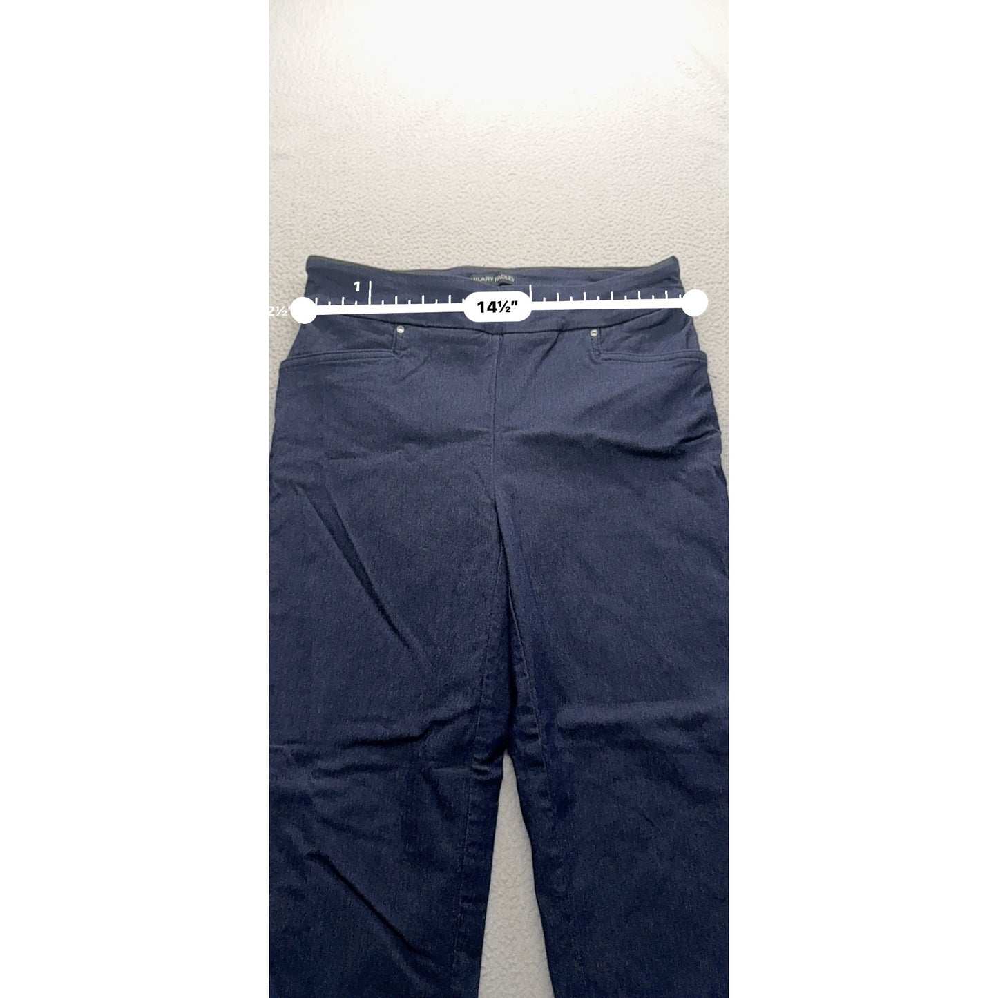 Hilary Radley Blue Straight Leg Pull-On Pants M Rayon Blend Stretch 35" #9274