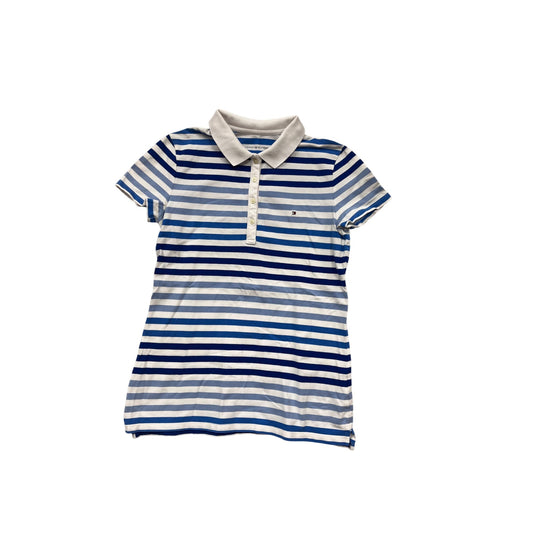 Tommy Hilfiger Blue & White Striped Polo Shirt M #690A