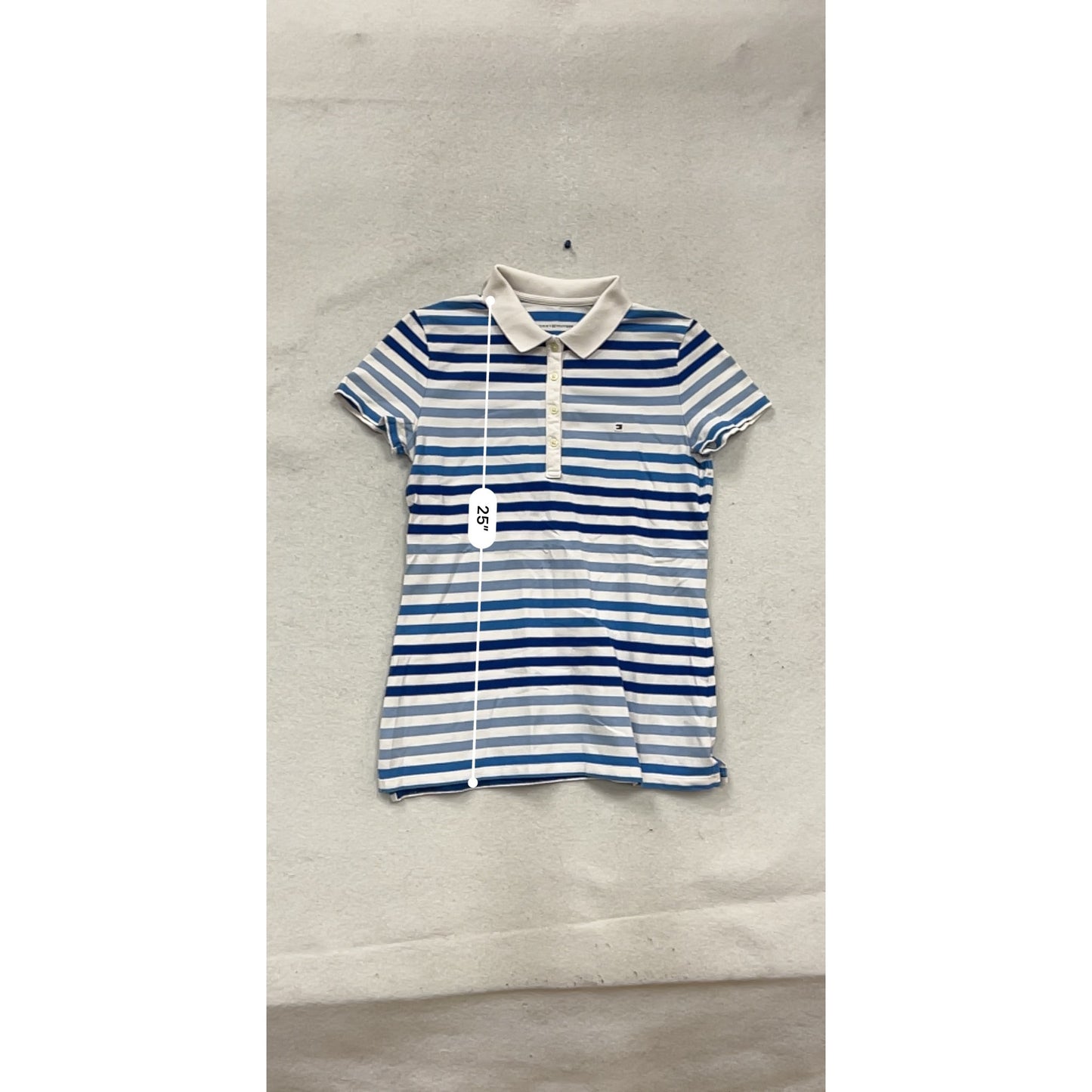 Tommy Hilfiger Blue & White Striped Polo Shirt M #690A