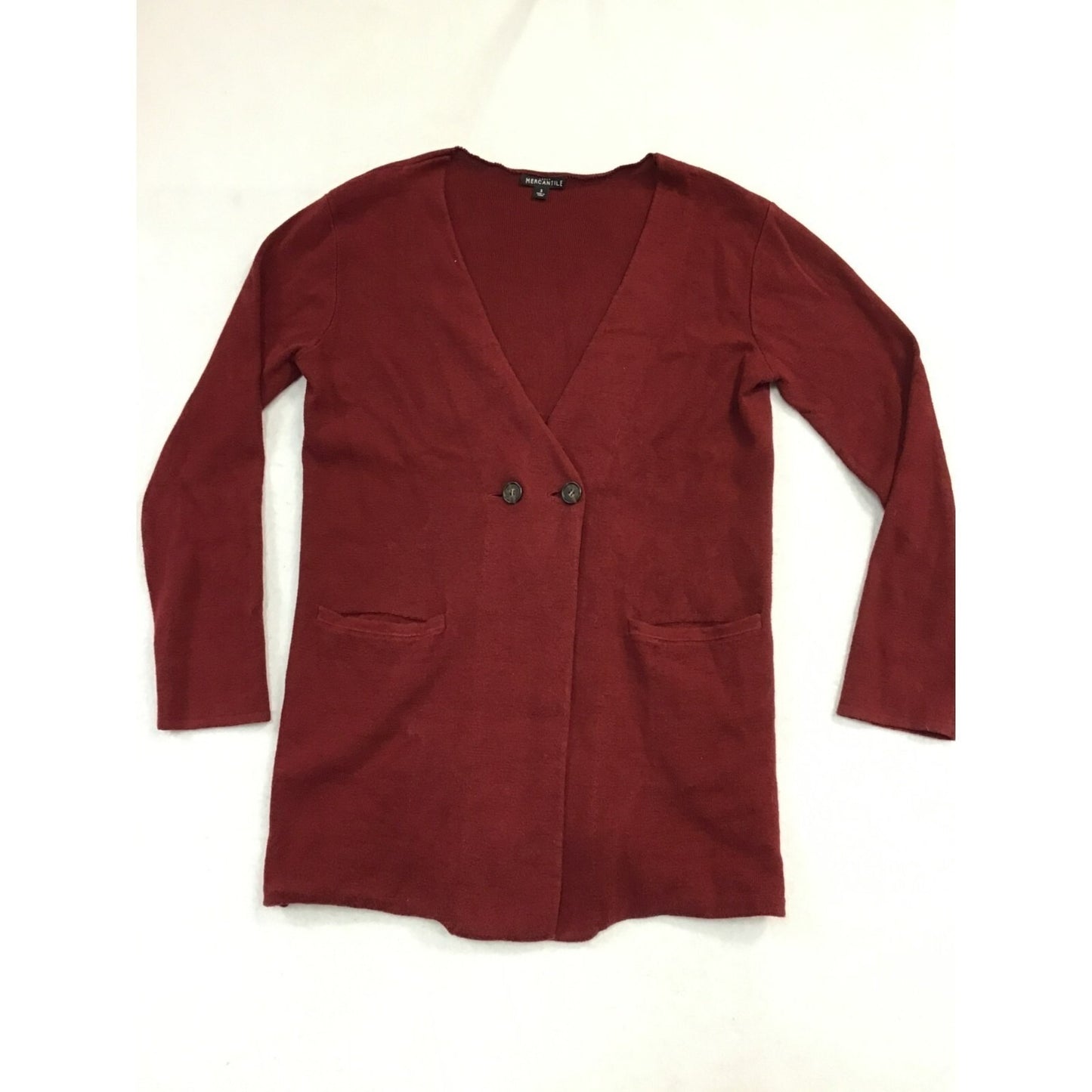 J. Crew Mercantile Burgundy Cotton Cardigan Sweater Small  #195