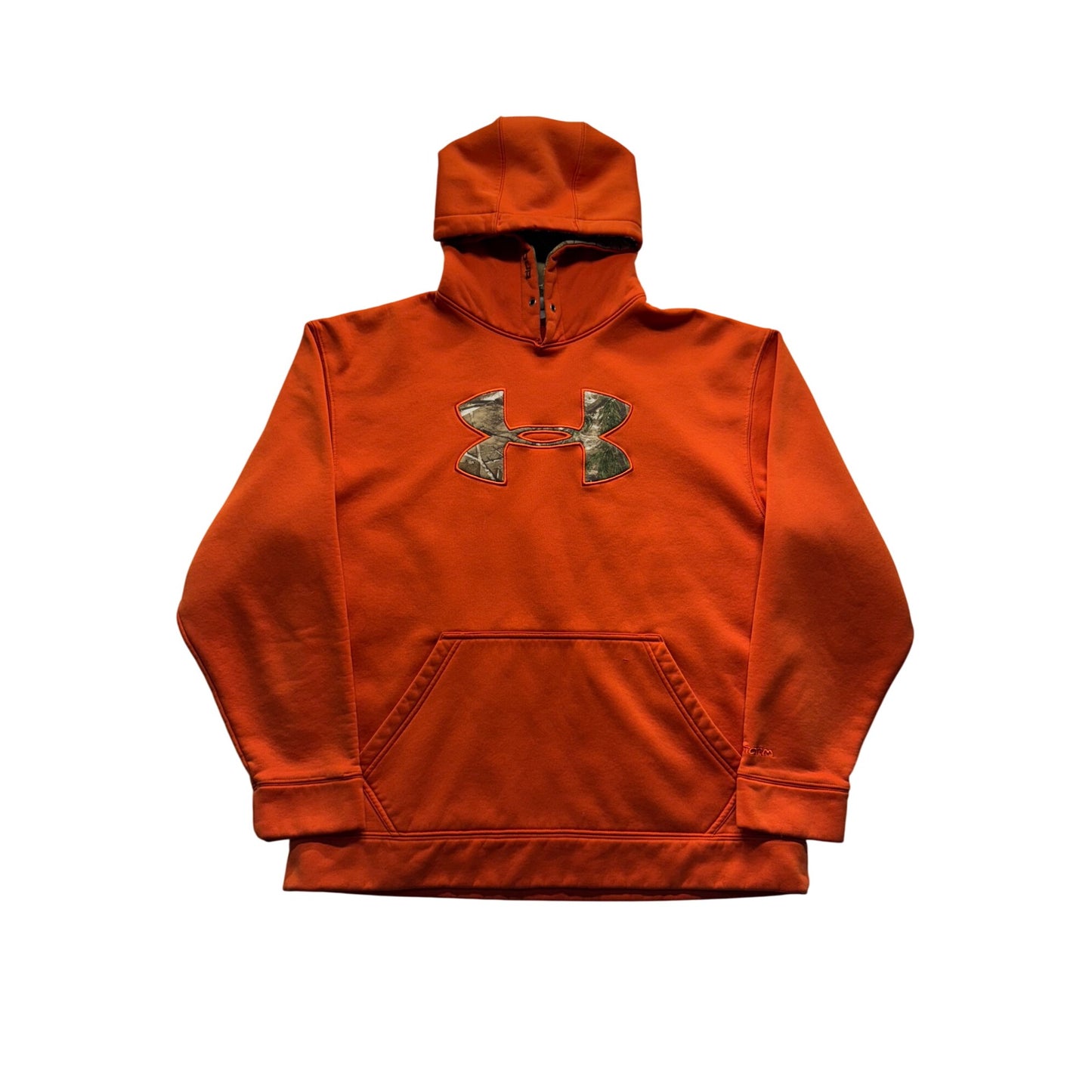 Under Armour Orange Hoodie Camo Logo Storm Pullover LG #9289