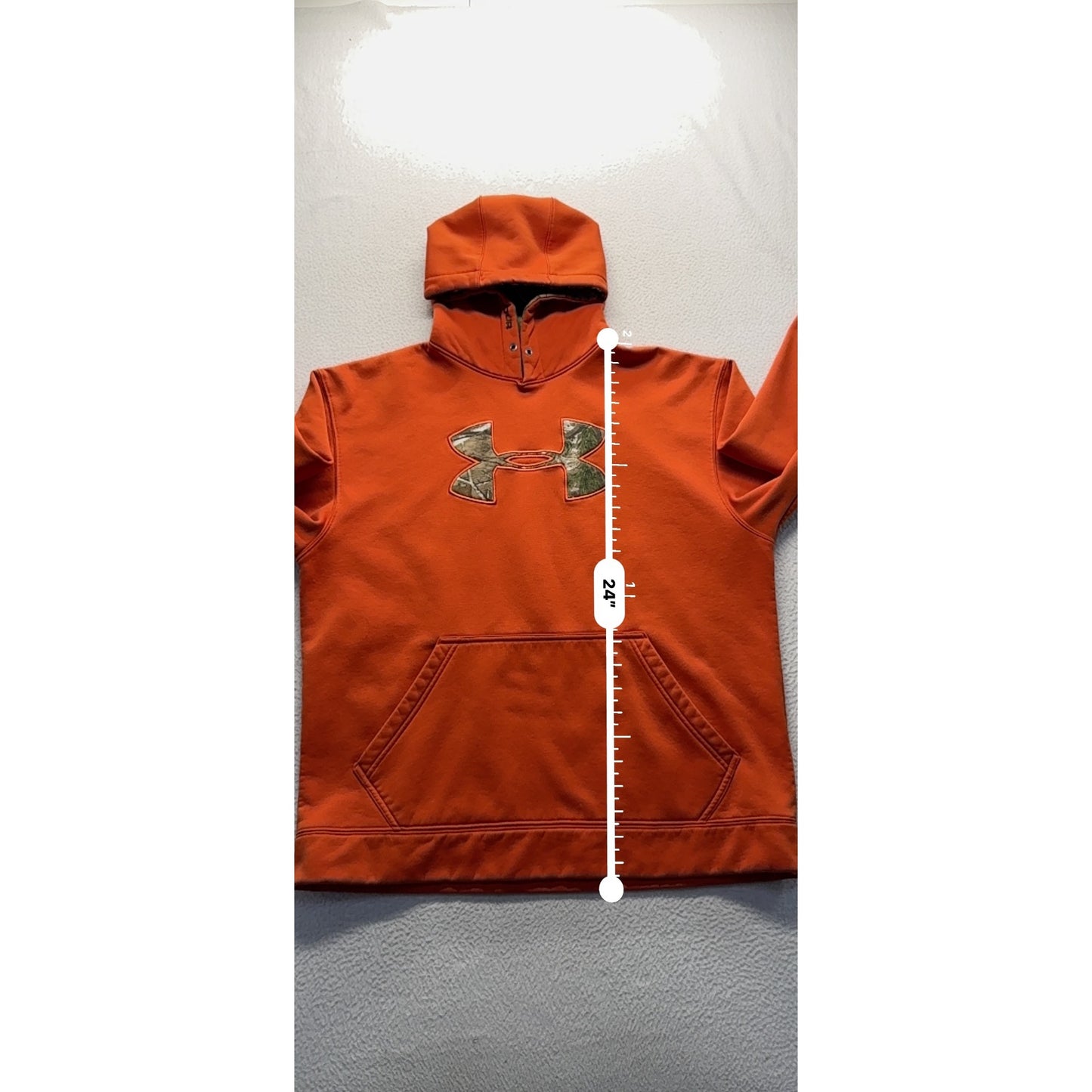 Under Armour Orange Hoodie Camo Logo Storm Pullover LG #9289