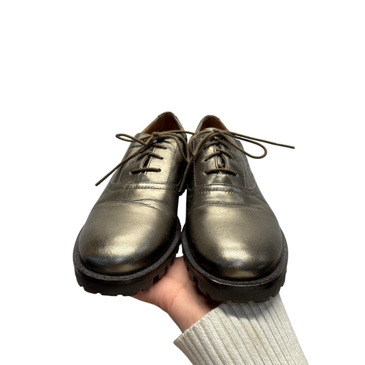 Johnston & Murphy Metallic Oxford Shoes Lace-Up Leather Sole Lugged Size 8 #11B