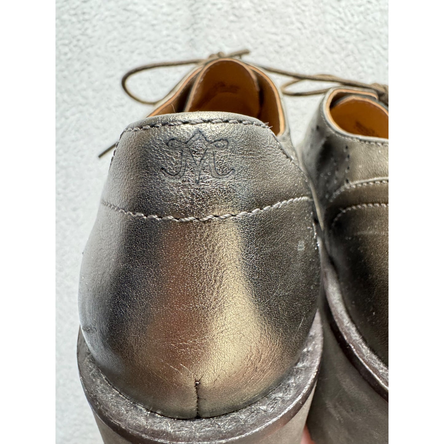 Johnston & Murphy Metallic Oxford Shoes Lace-Up Leather Sole Lugged Size 8 #11B