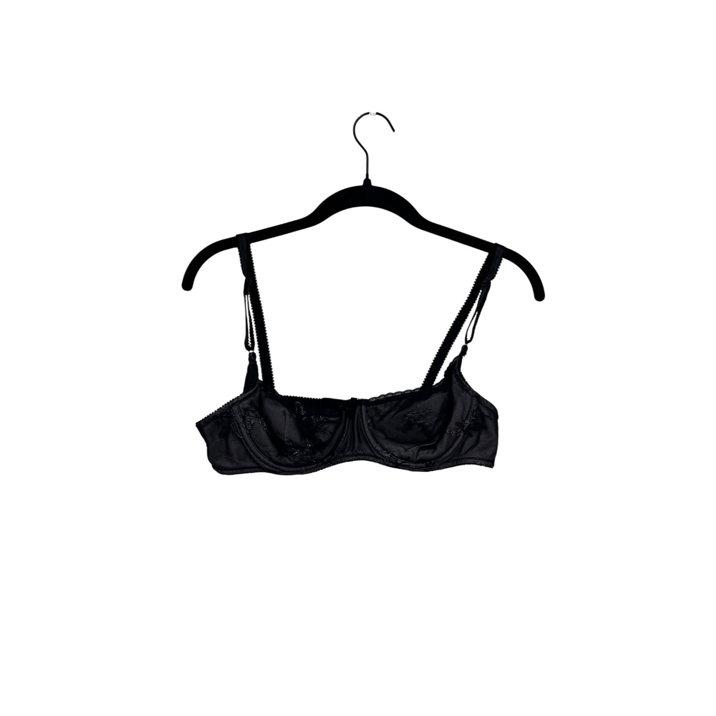 Victorias Secret Black Sheer Embroidered Underwire Bra 36B #8755