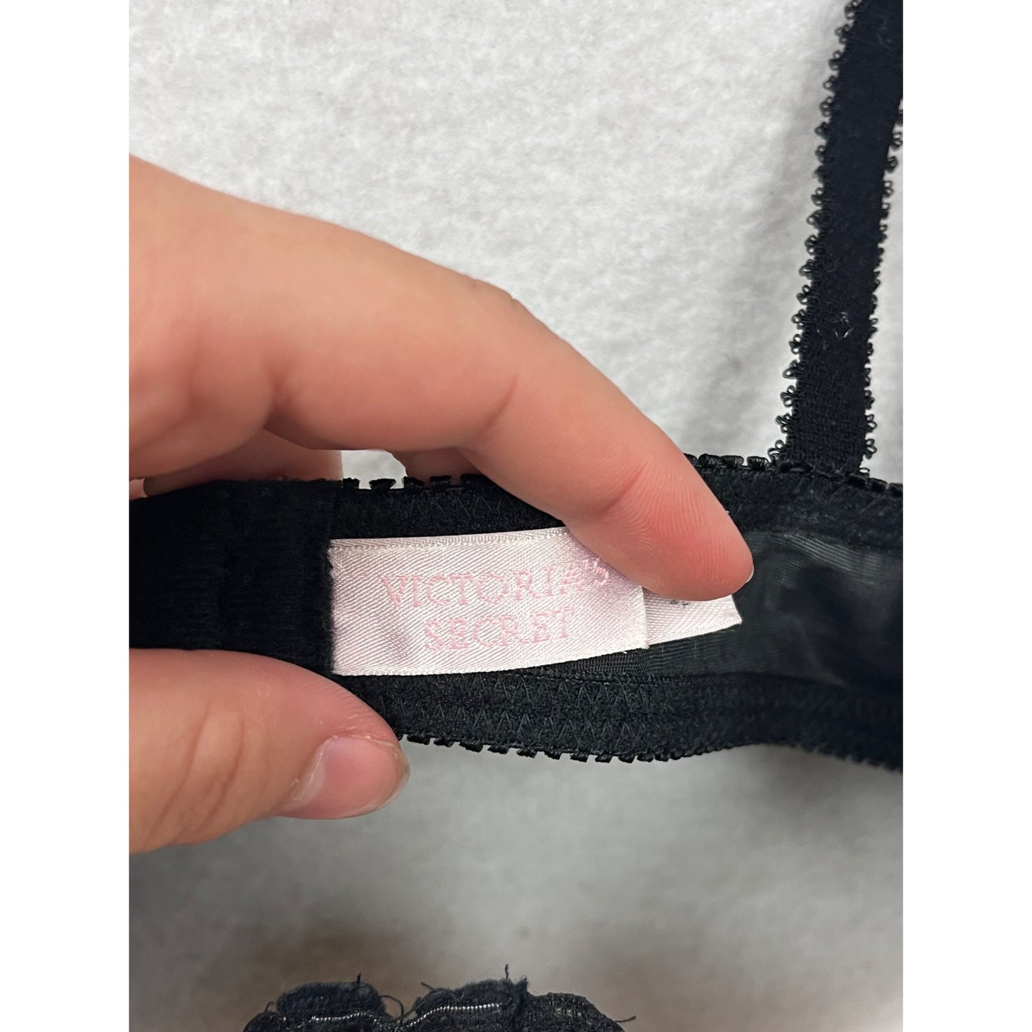 Victorias Secret Black Sheer Embroidered Underwire Bra 36B #8755