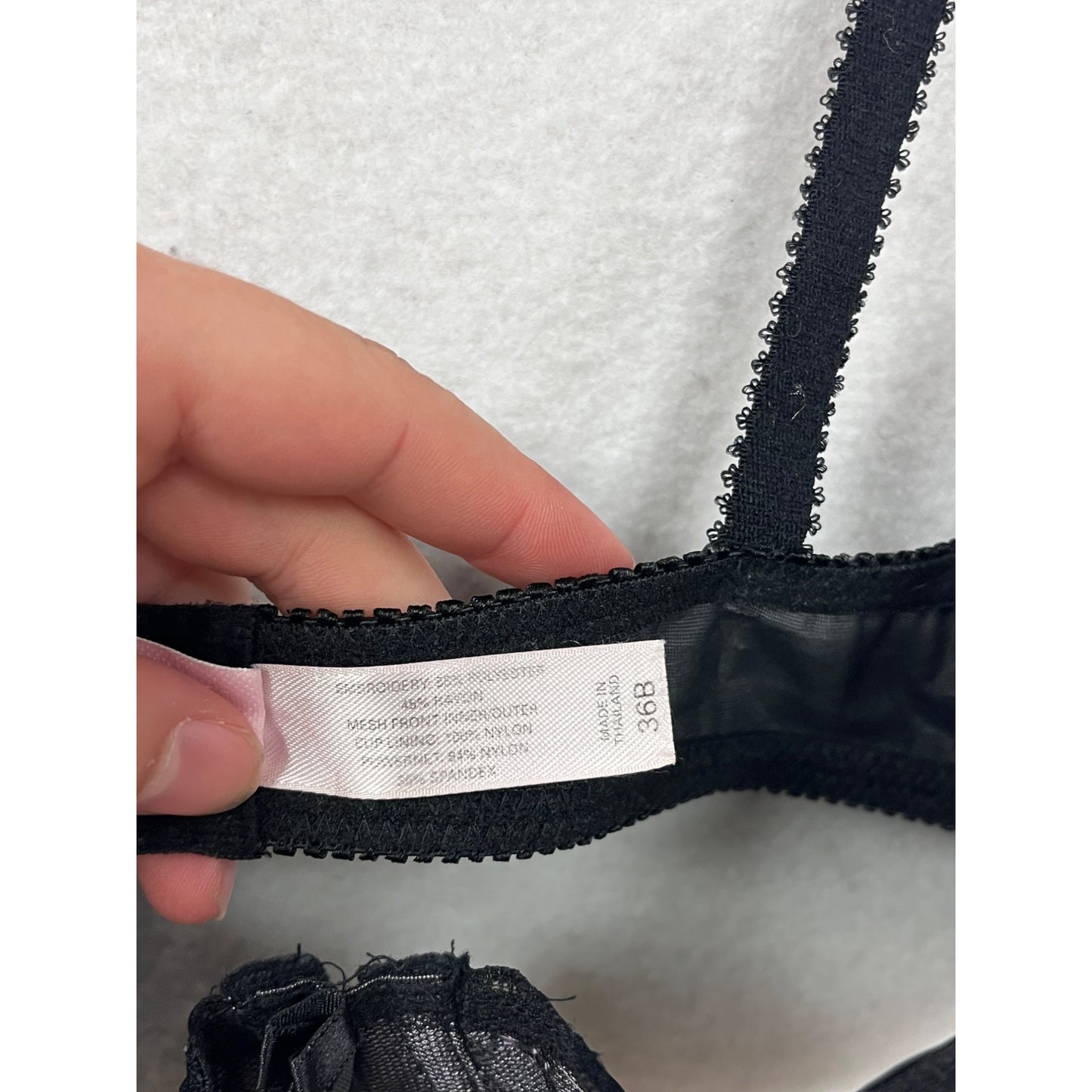 Victorias Secret Black Sheer Embroidered Underwire Bra 36B #8755