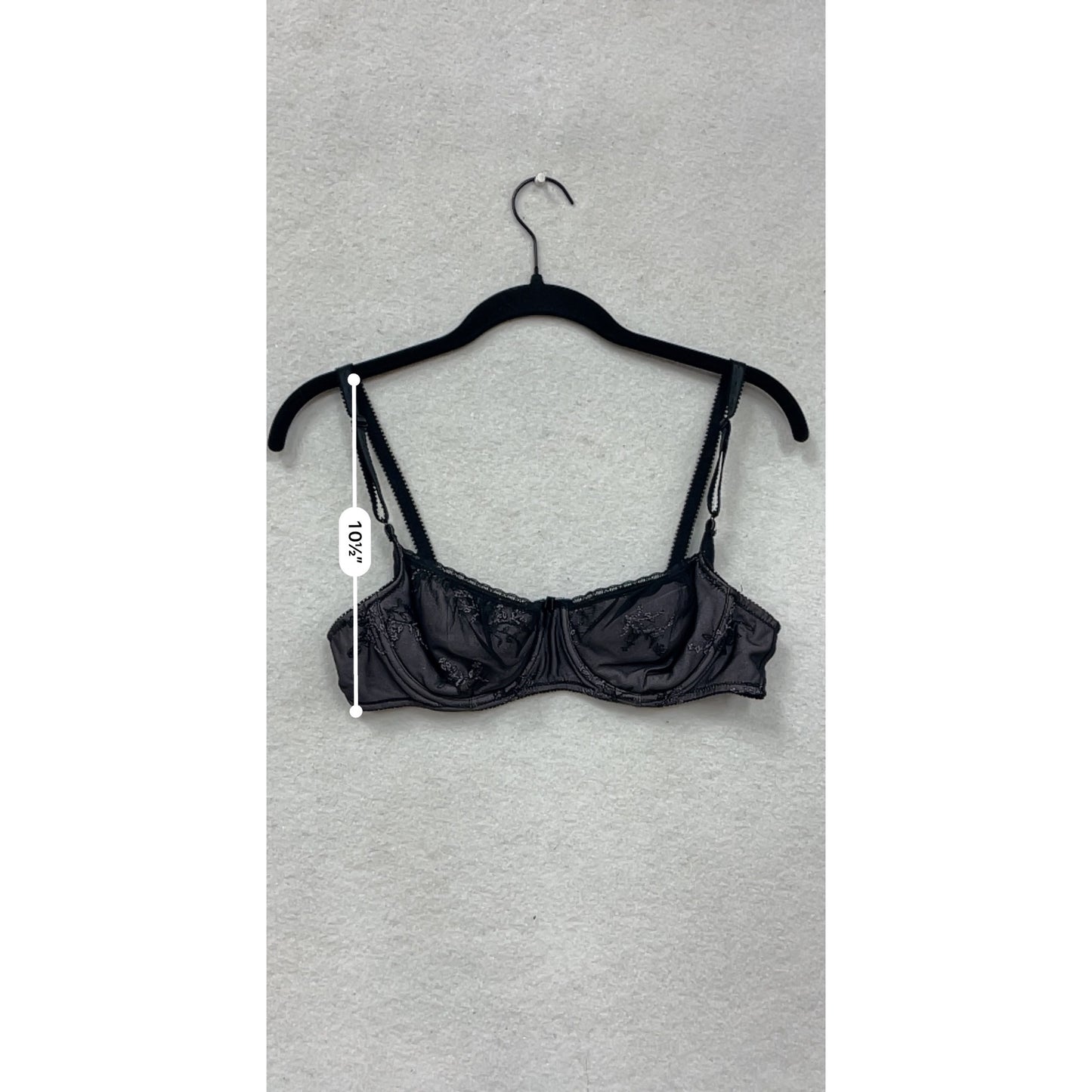 Victorias Secret Black Sheer Embroidered Underwire Bra 36B #8755