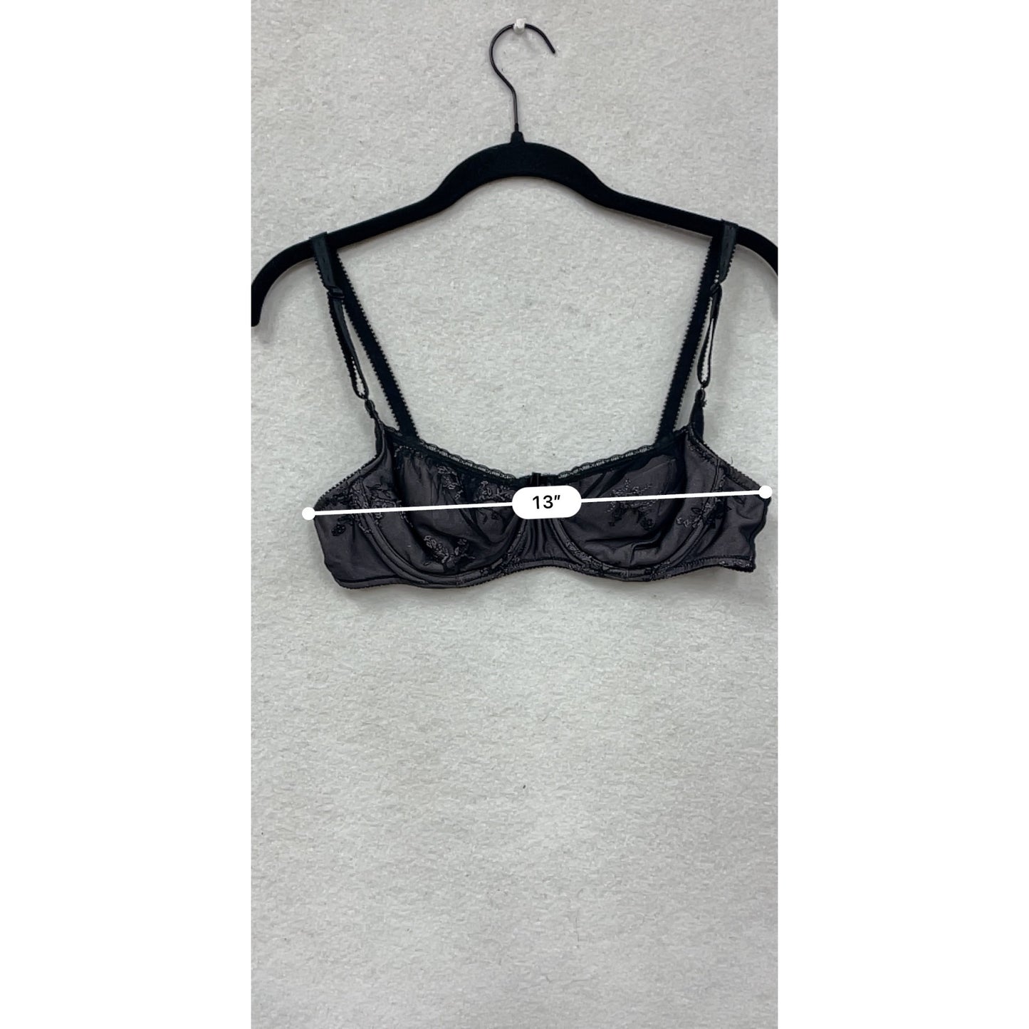 Victorias Secret Black Sheer Embroidered Underwire Bra 36B #8755