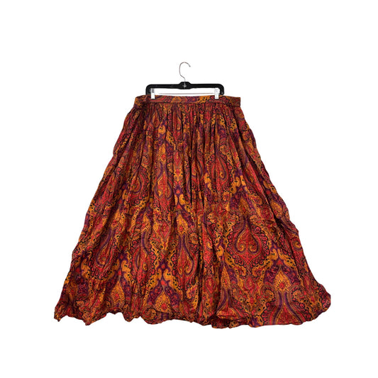 Vintage 80s Passports Orange & Purple Paisley Maxi Skirt Womens 2-3XL #6766