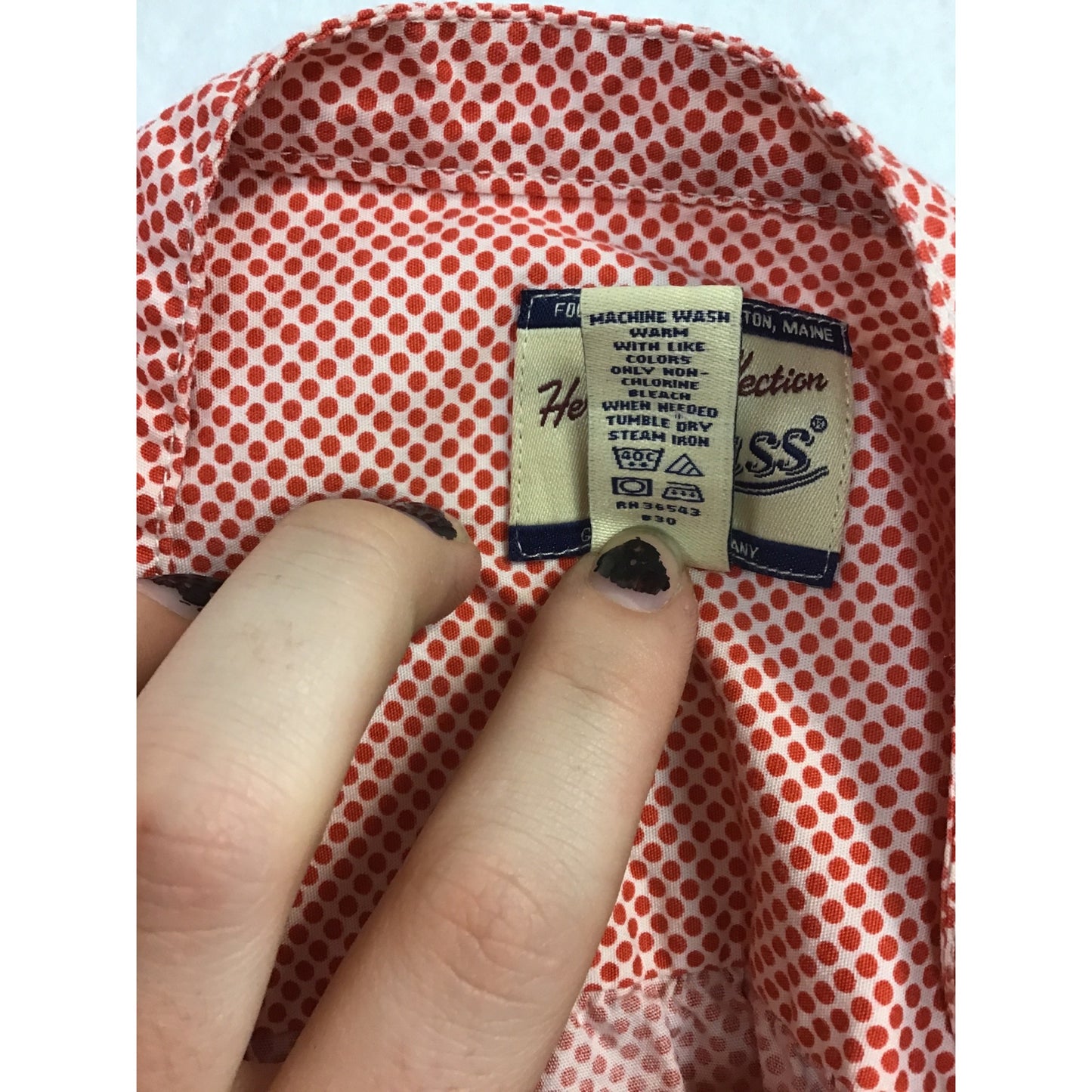 GH Bass Heritage Collection Womens Red Polka Dot Button-Up #196