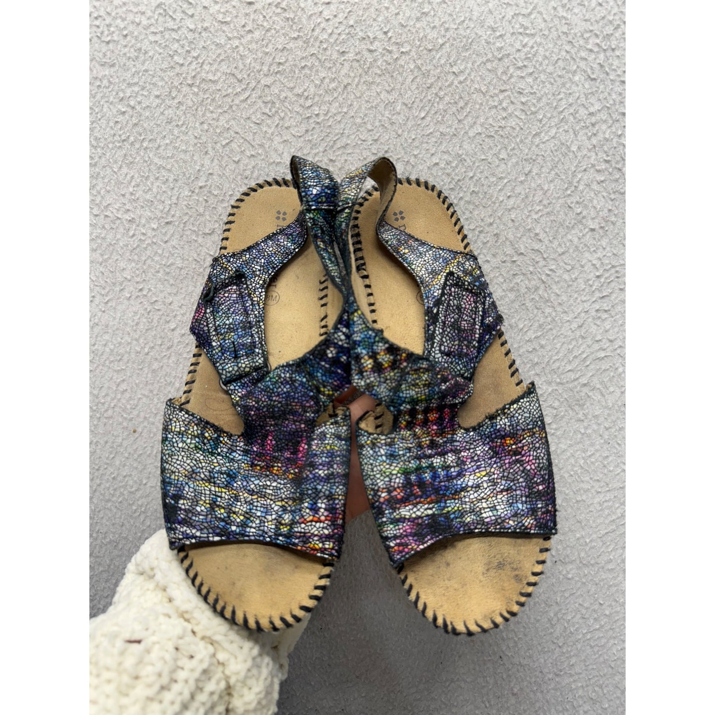 Colorful Handmade Leather Sandals With Textured Soles & Adjustable Straps #9828