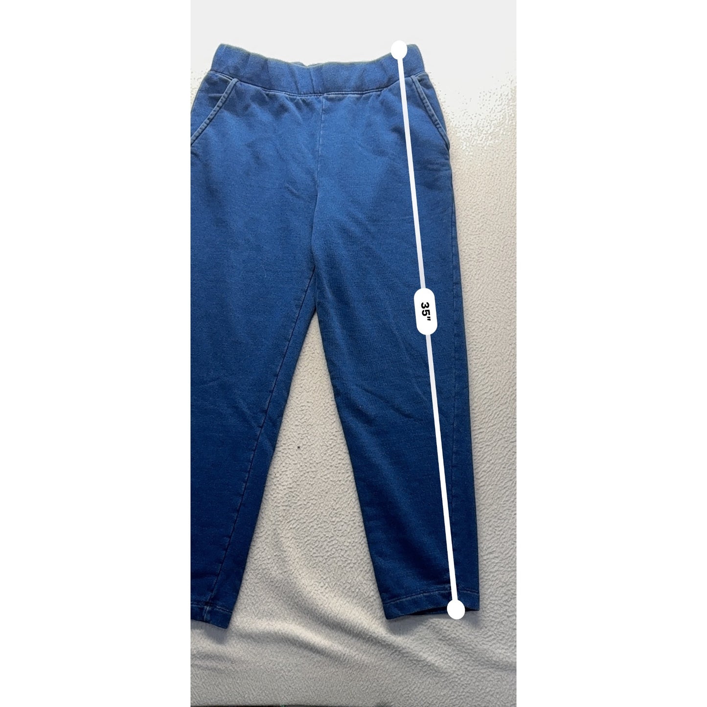 Lands End Serious Sweats Elastic Waist Blue Sweatpants Size S 6-8 35" #9657
