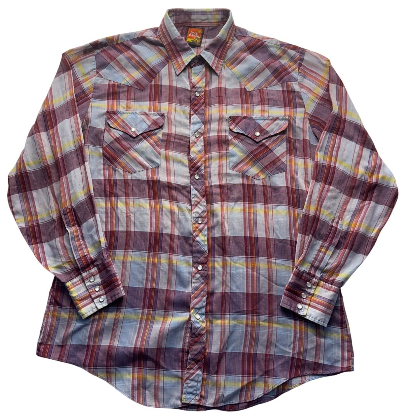 Rock Canyon Western Plaid Long Sleeve Shirt Snap Buttons Size Large #9670