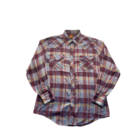 Rock Canyon Western Plaid Long Sleeve Shirt Snap Buttons Size Large #9670
