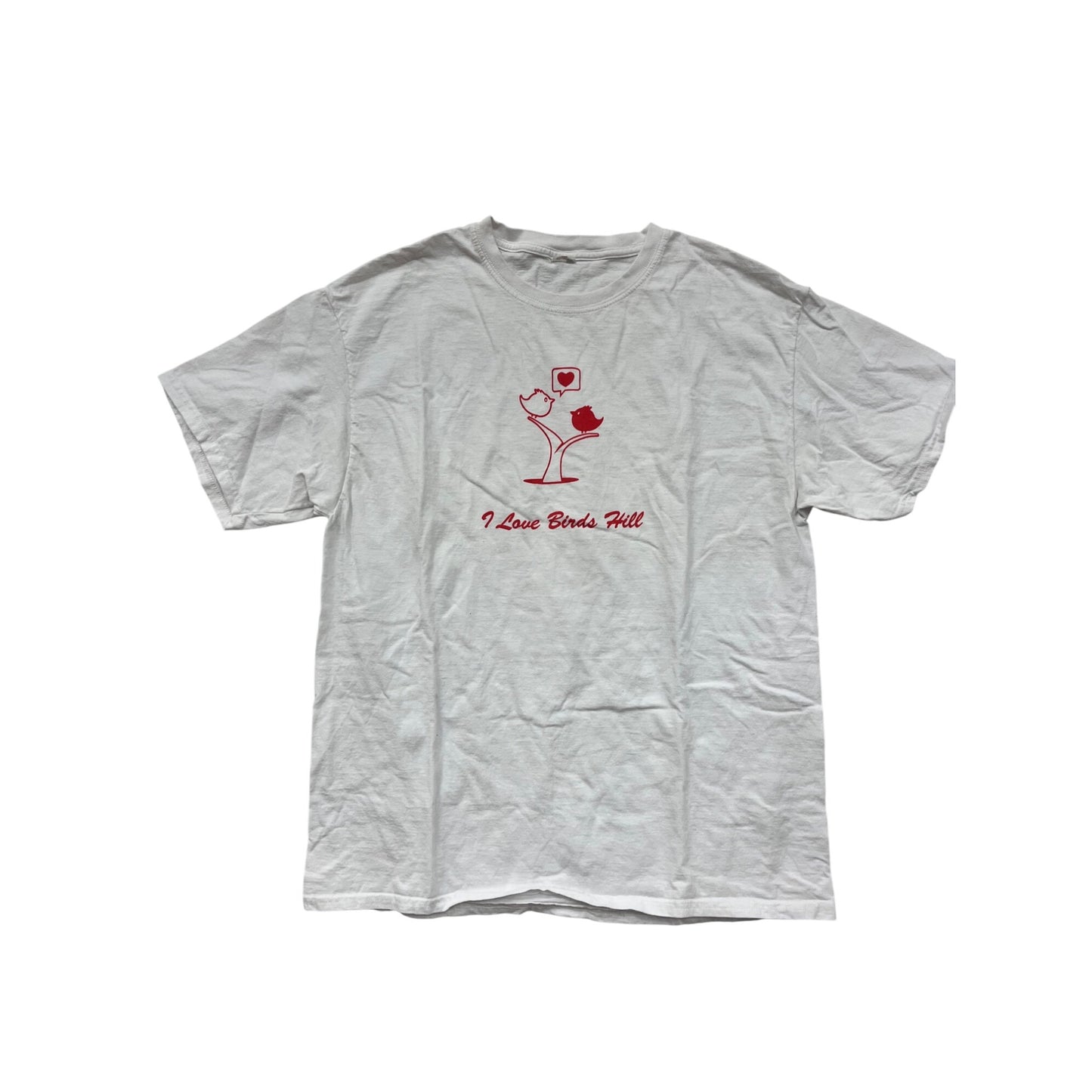 I Love Birds Hill White Graphic T-Shirt L #8786