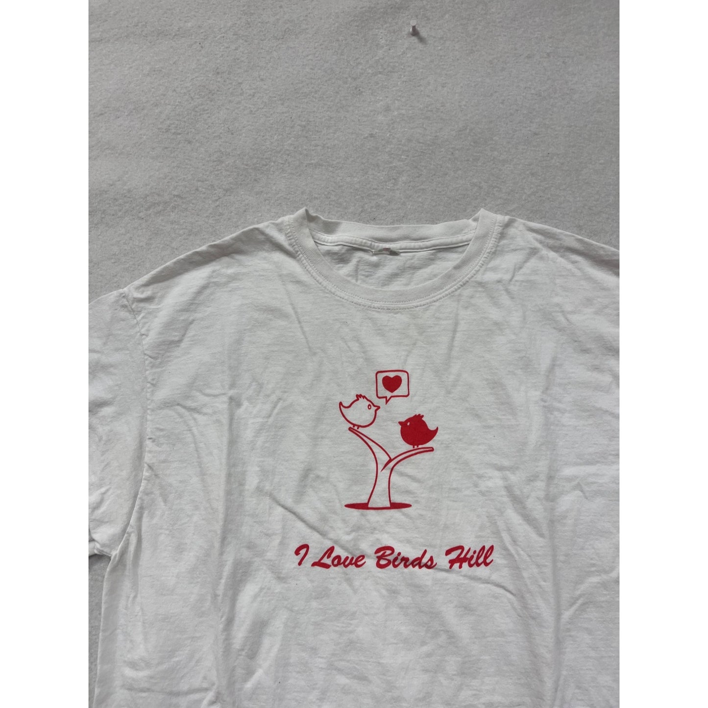 I Love Birds Hill White Graphic T-Shirt L #8786
