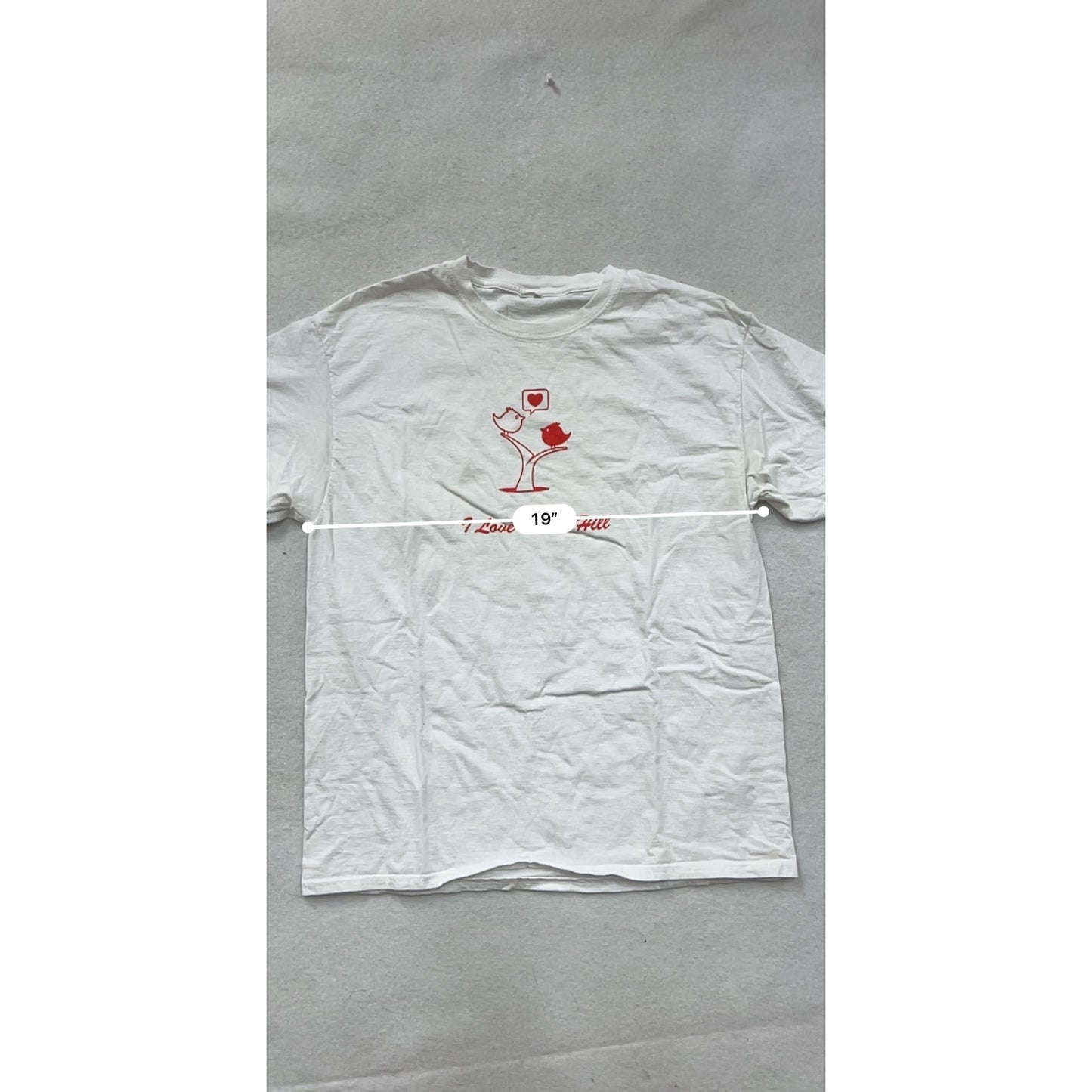 I Love Birds Hill White Graphic T-Shirt L #8786